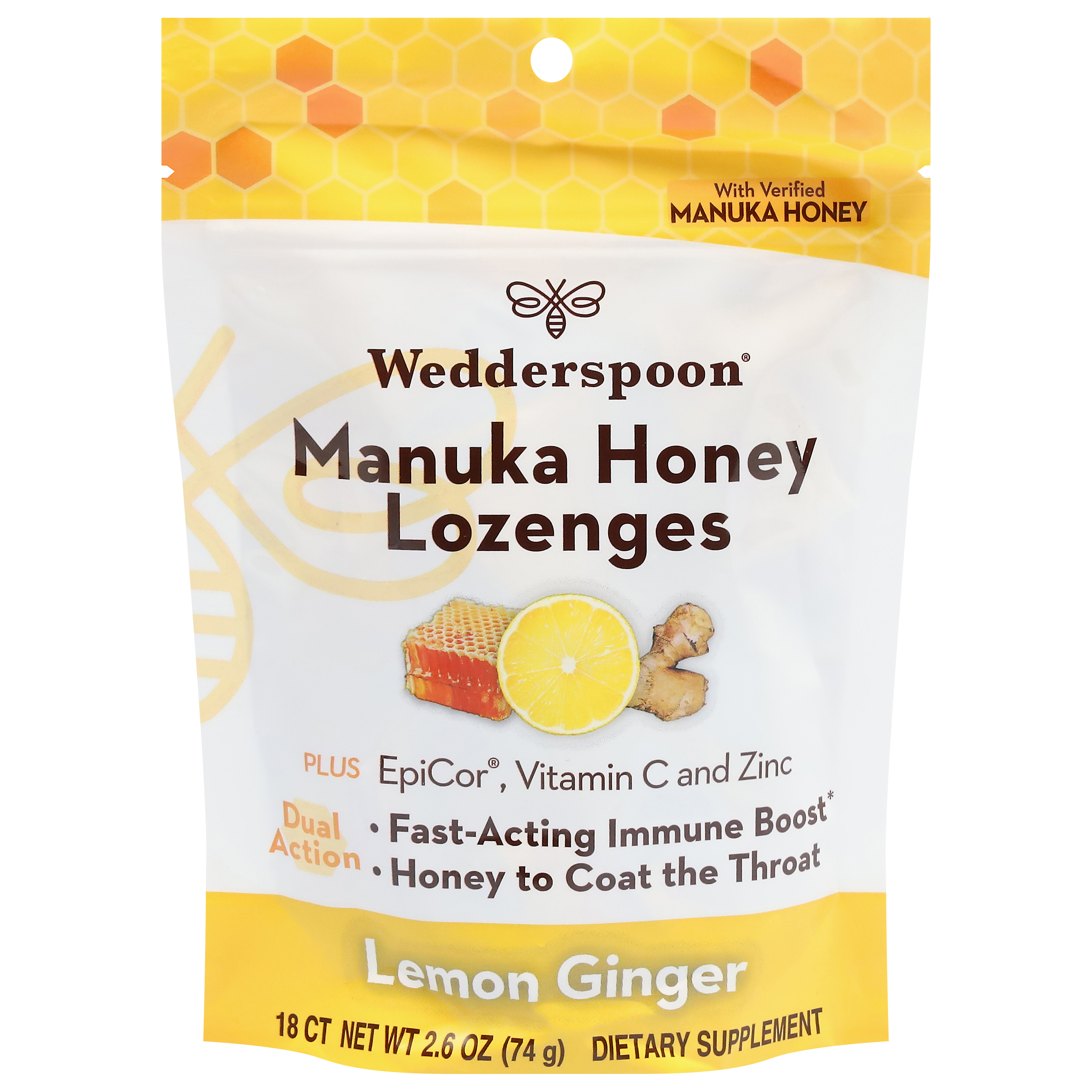 Wedderspoon Manuka Honey Lemon Ginger Lozenges
