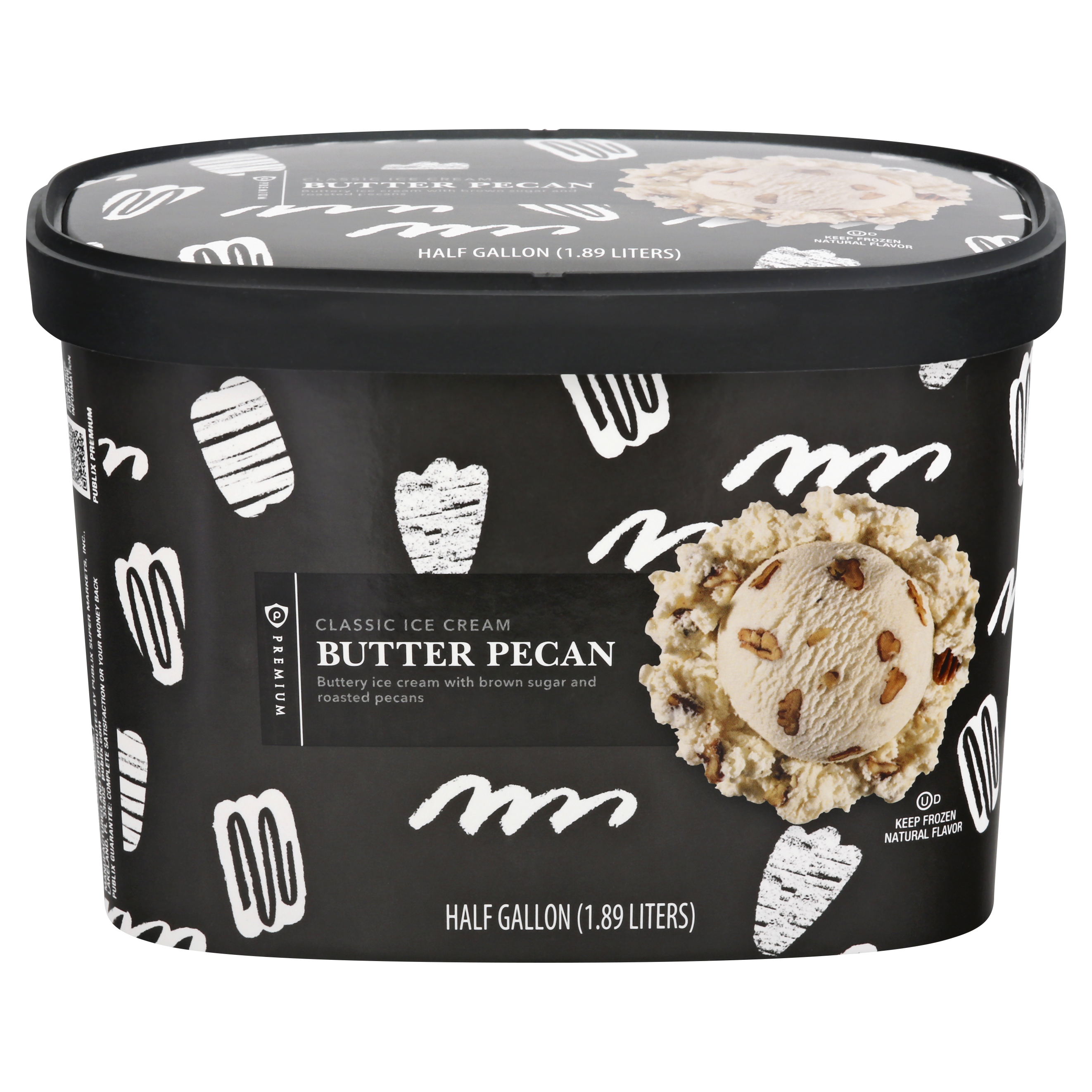 Publix Premium Butter Pecan Ice Cream 0.50 gl CARTON