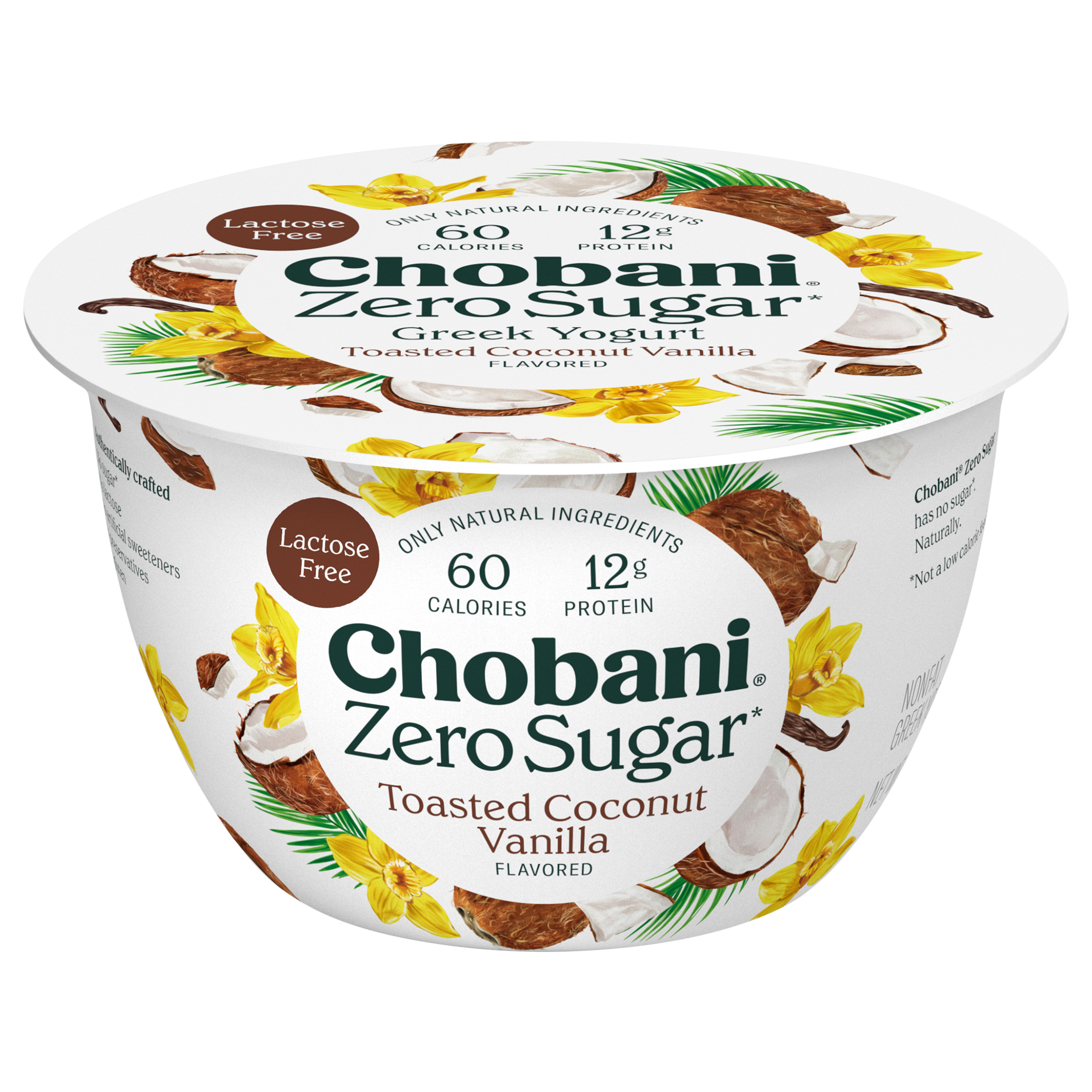 Chobani Nonfat Zero Sugar Greek Toasted Coconut Vanilla Flavored Yogurt