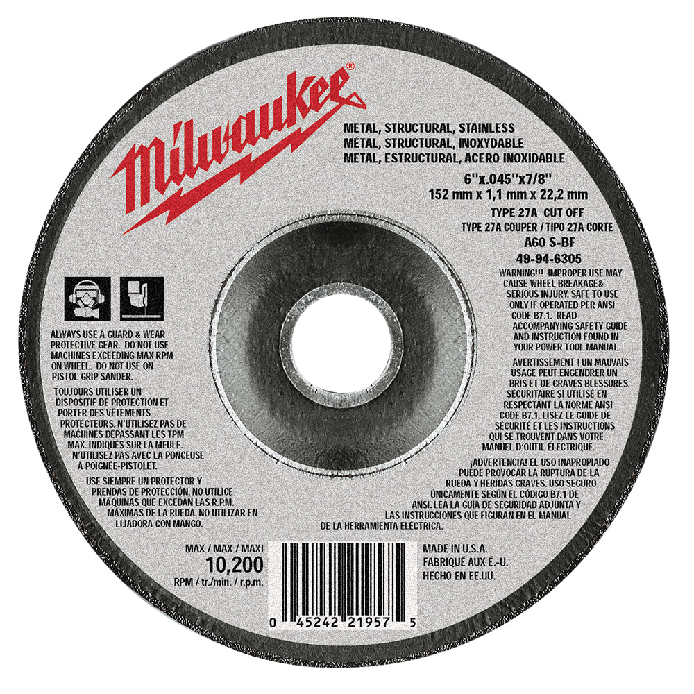 6" x .045" x 7/8" Cut-Off Wheel (Type 27)