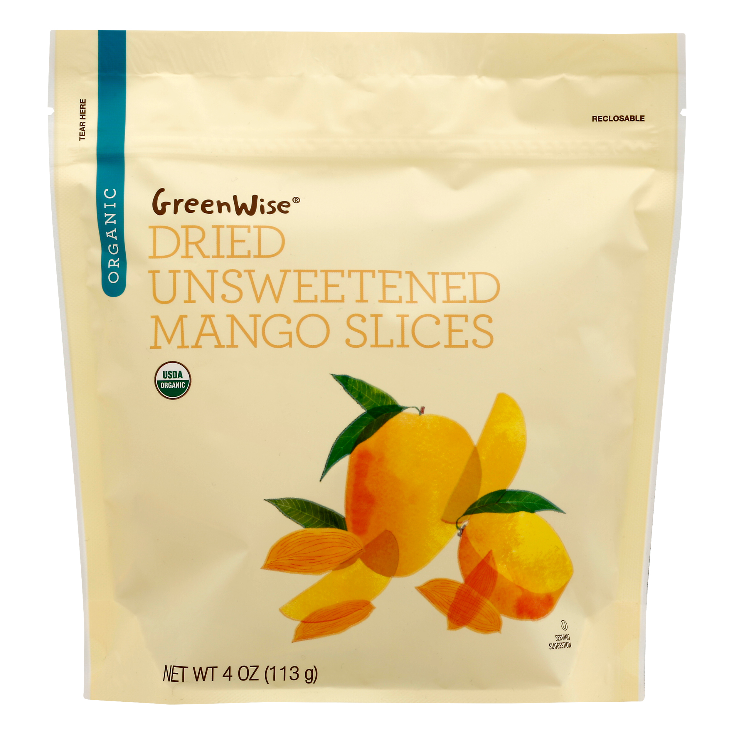 GreenWise Organic Dried Unsweetened Mango Slices 4.0 oz BAG