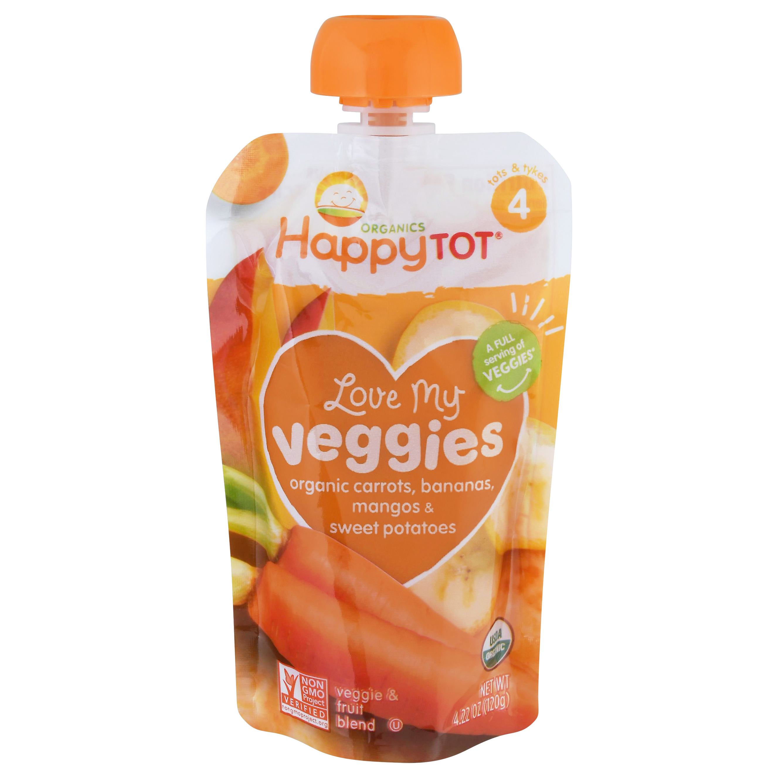 HappyTot Organics Love My Veggies Carrots, Bananas, Mangos & Sweet Potatoes