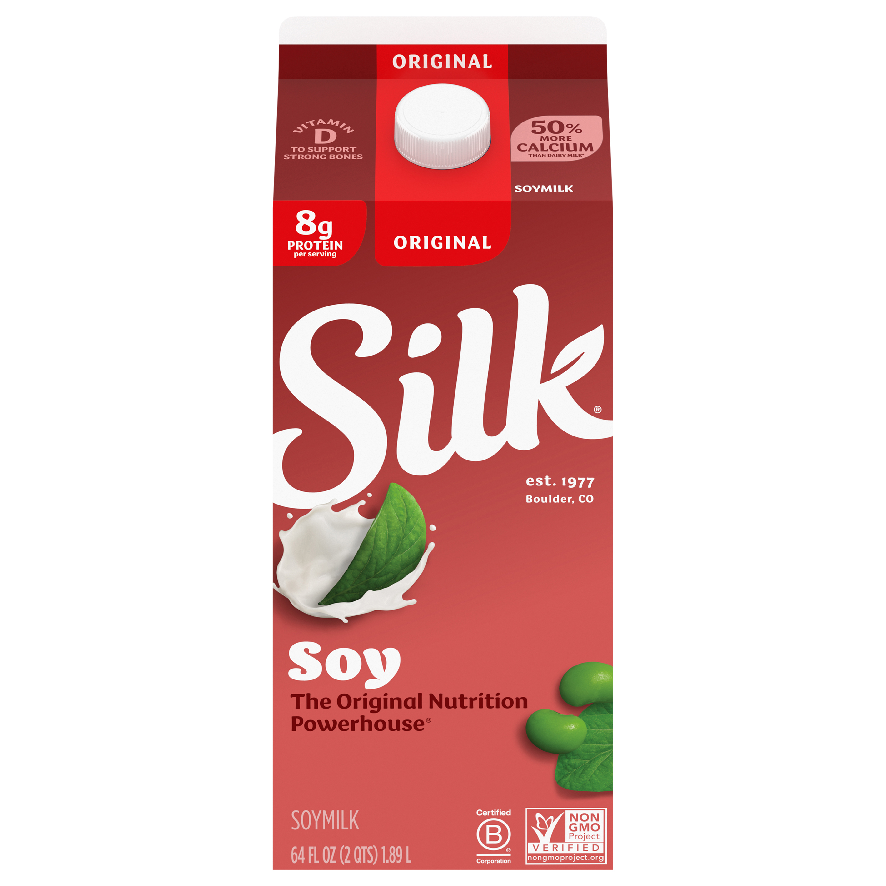 Silk Soy Milk, Original, Dairy Free, Gluten Free, 64 FL OZ Half Gallon
