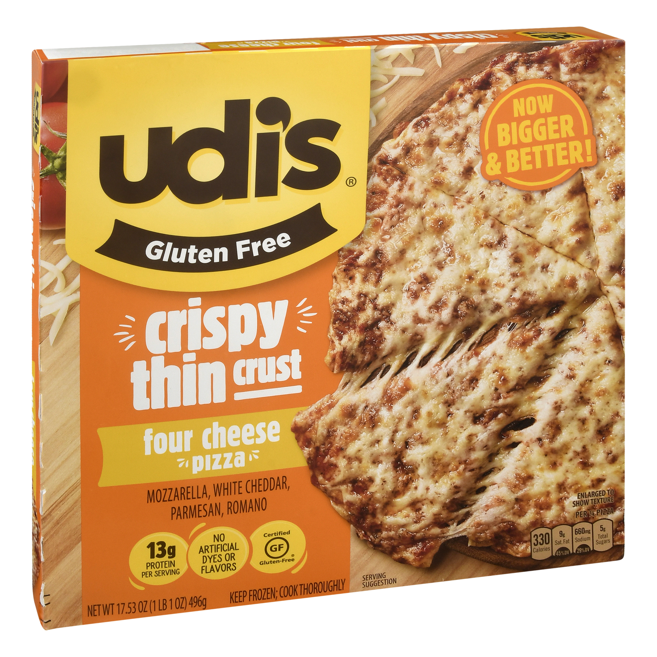 Udi's Gluten Free Crispy Thin Crust Four Cheese Pizza