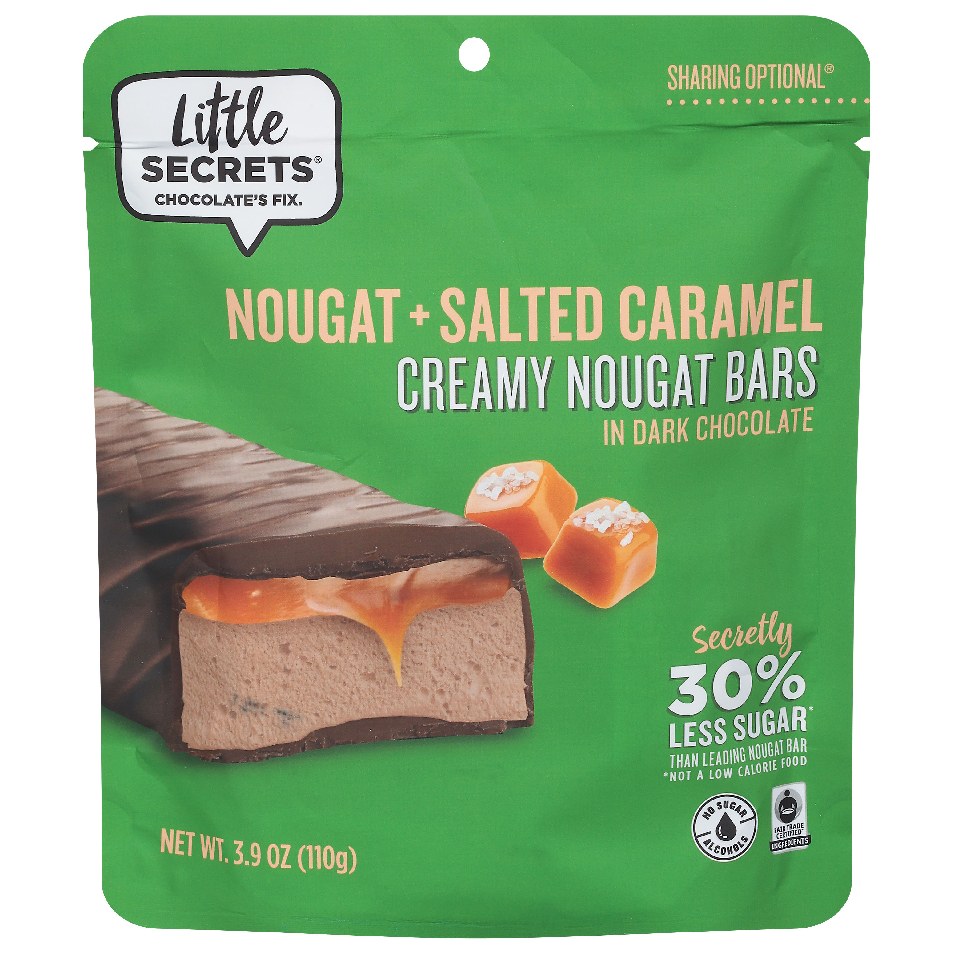 Little Secrets Creamy Nougat + Salted Caramel Nougat Bars in Dark Chocolate