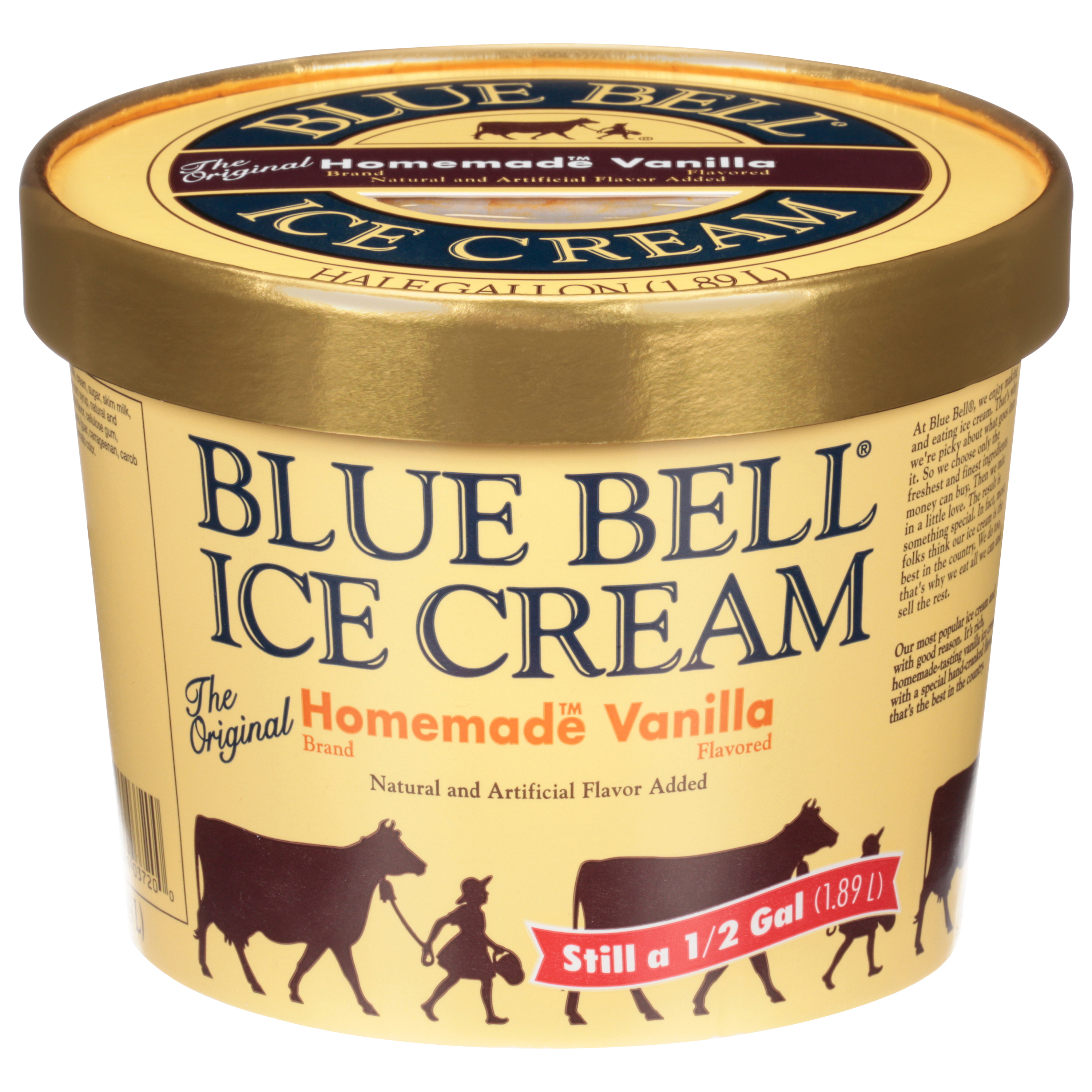 Blue Bell Homemade Vanilla Ice Cream 0.5 gal