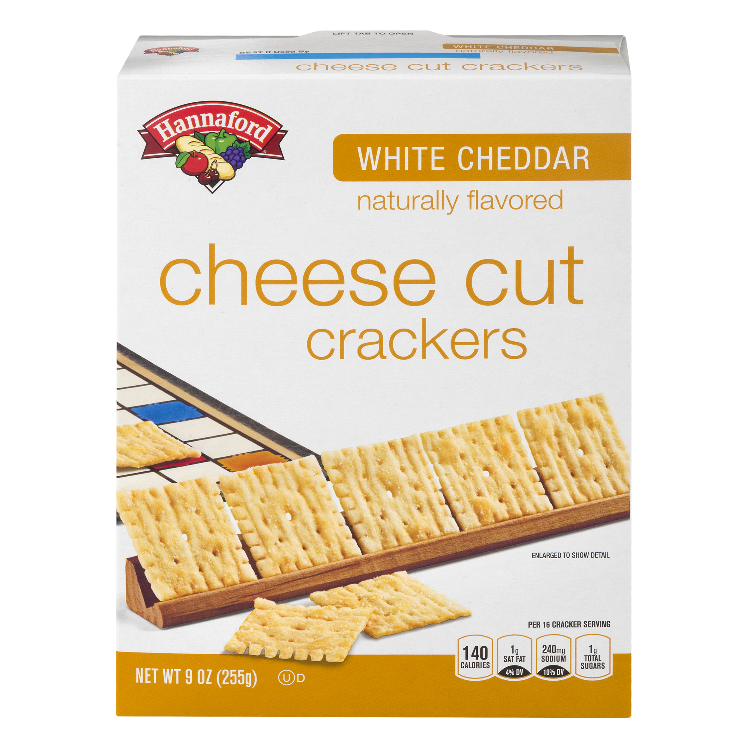 Hannaford Cheese Cut White Cheddar Crackers 9 oz BOX