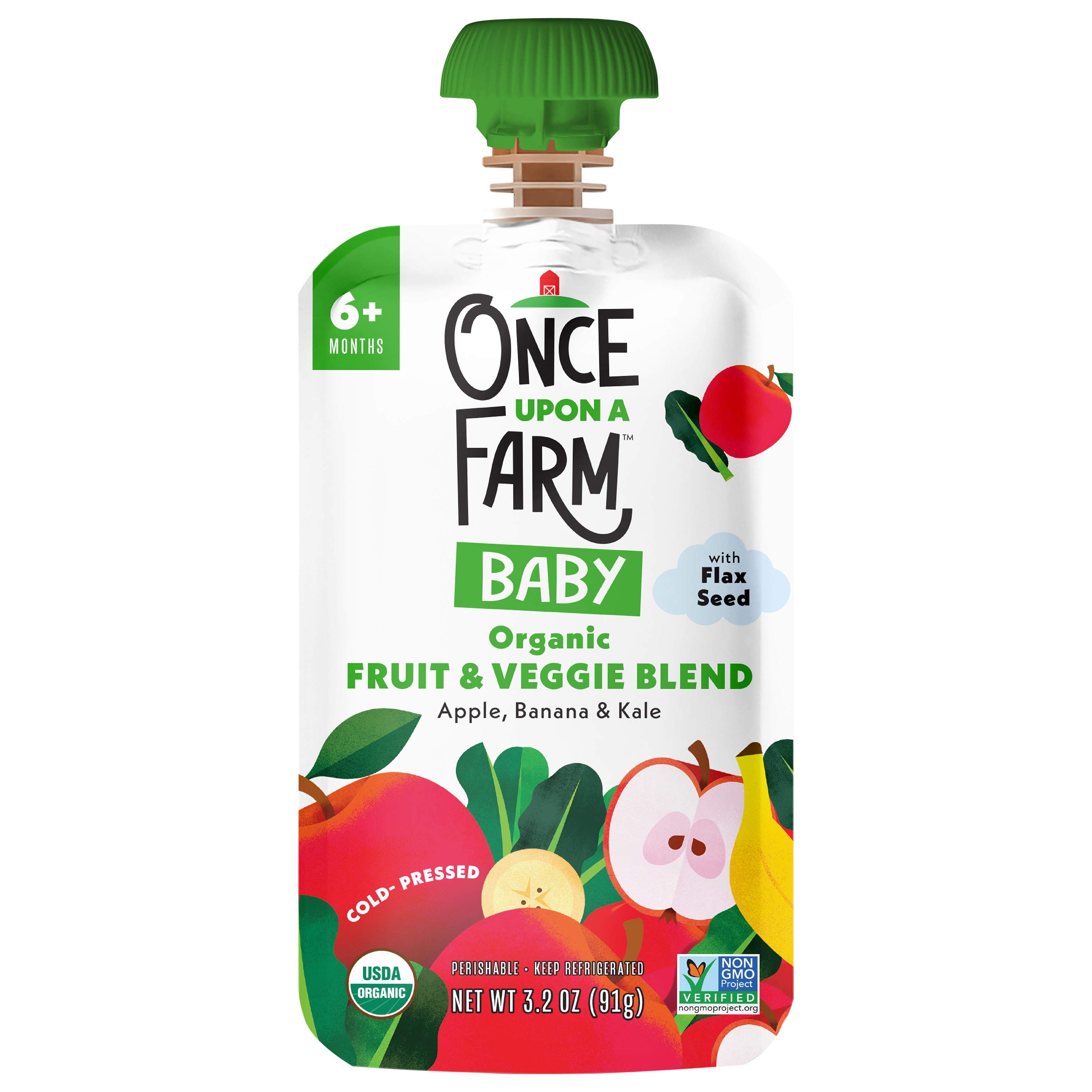 Once Upon a Farm Apple, Banana and Kale Organic Baby Food Pouch,