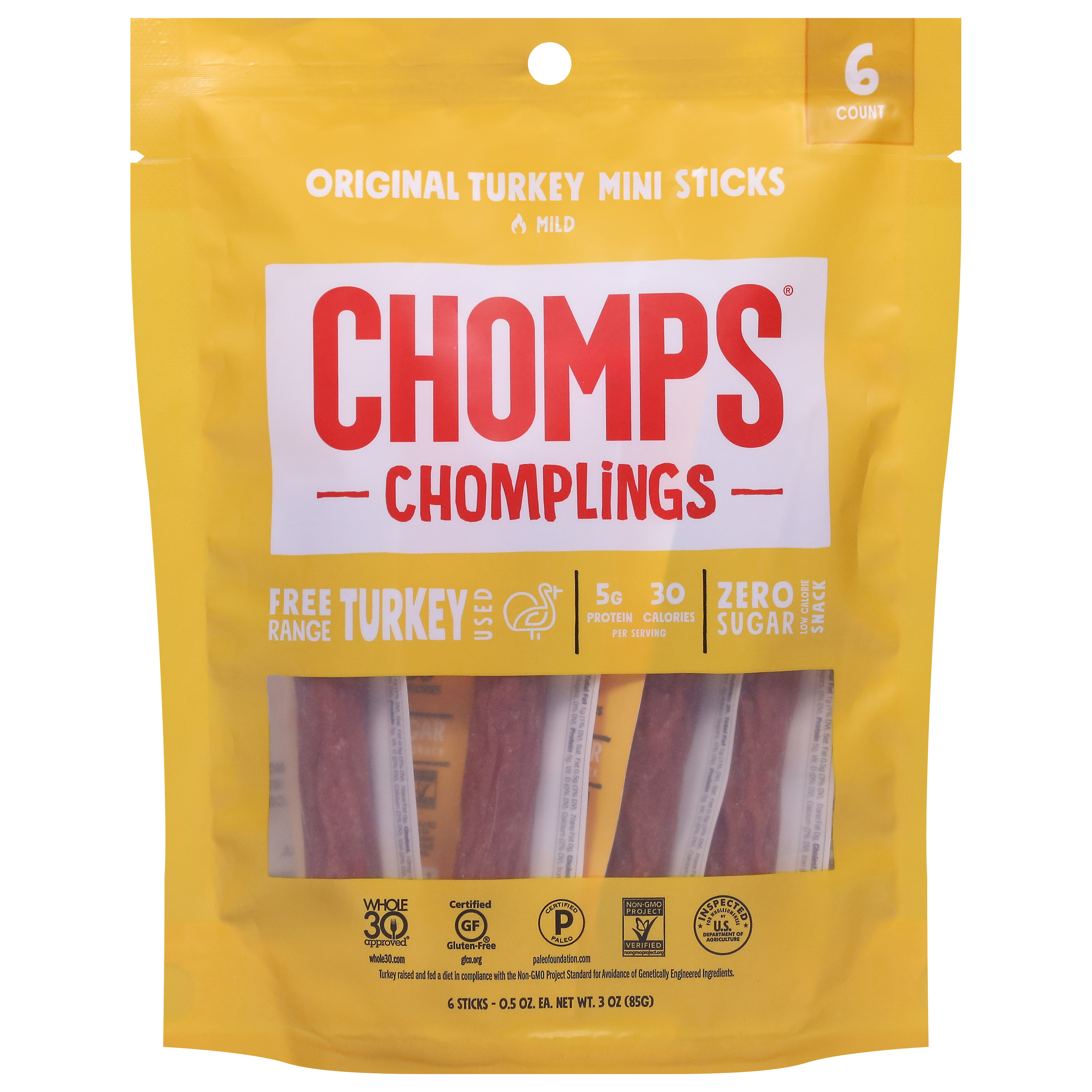 Chomps Chomplings Mini Mild Original Turkey Sticks
