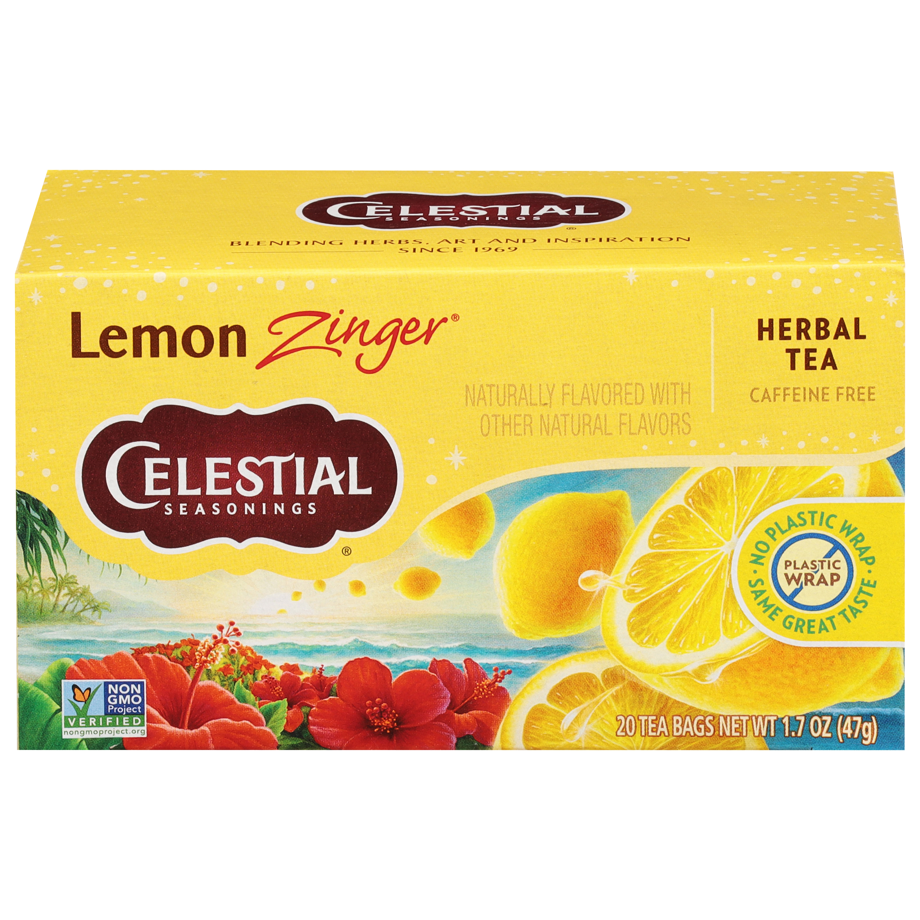 Celestial Seasonings Caffeine Free Lemon Zinger Herbal Tea 20 Tea Bags