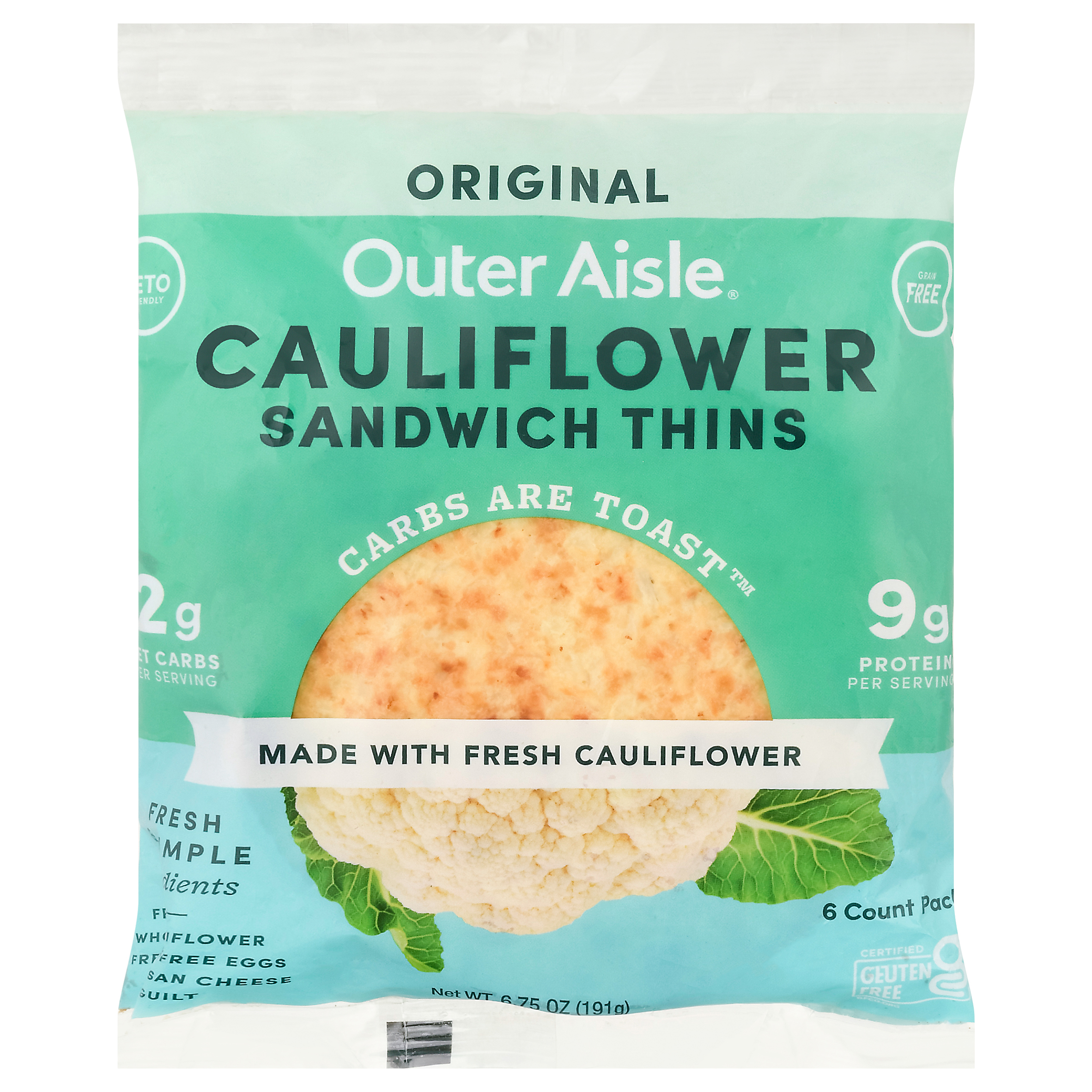 Outer Aisle Cauliflower Original Sandwich Thins