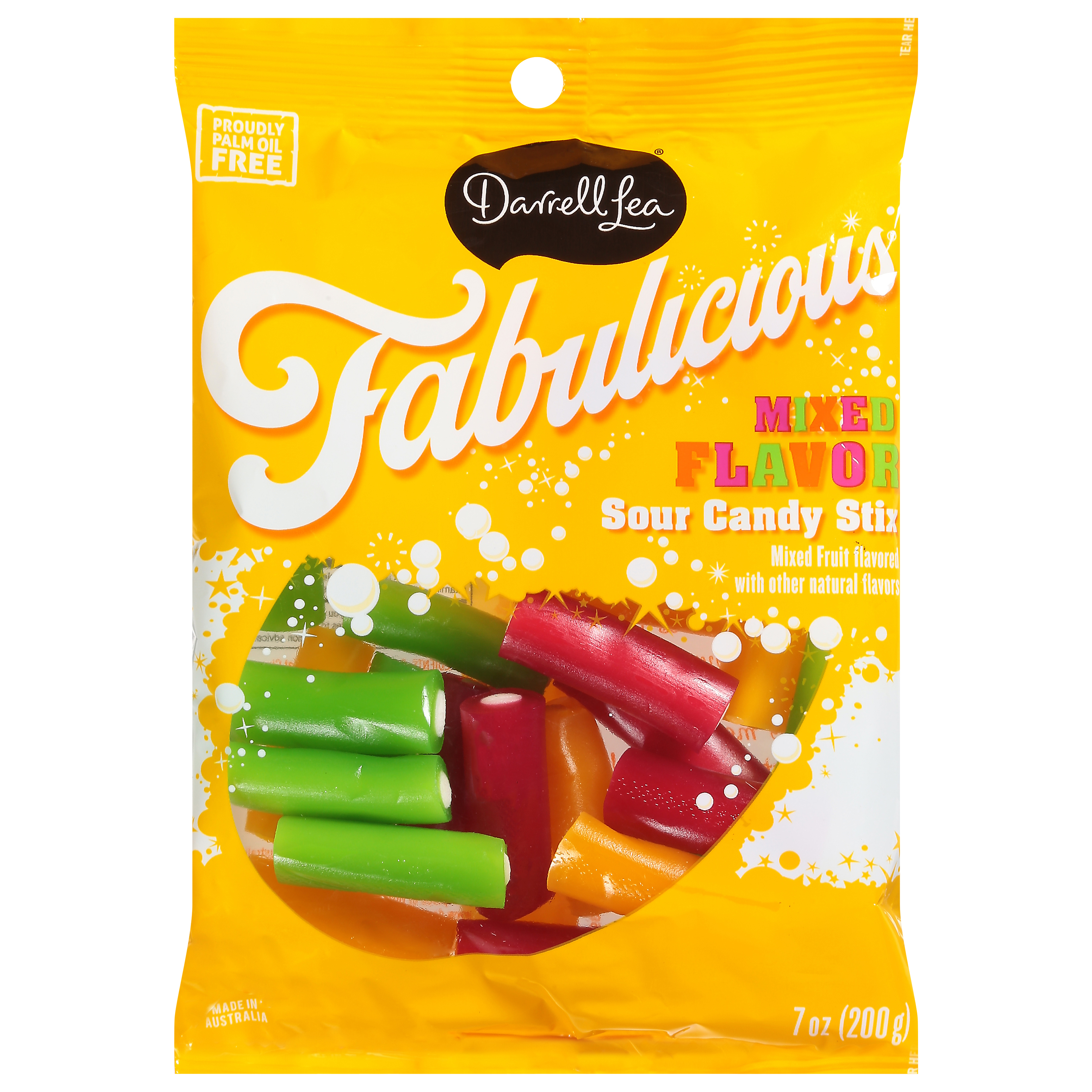 Darrell Lea Fabulicious Mixed Flavor Sour Candy Stix
