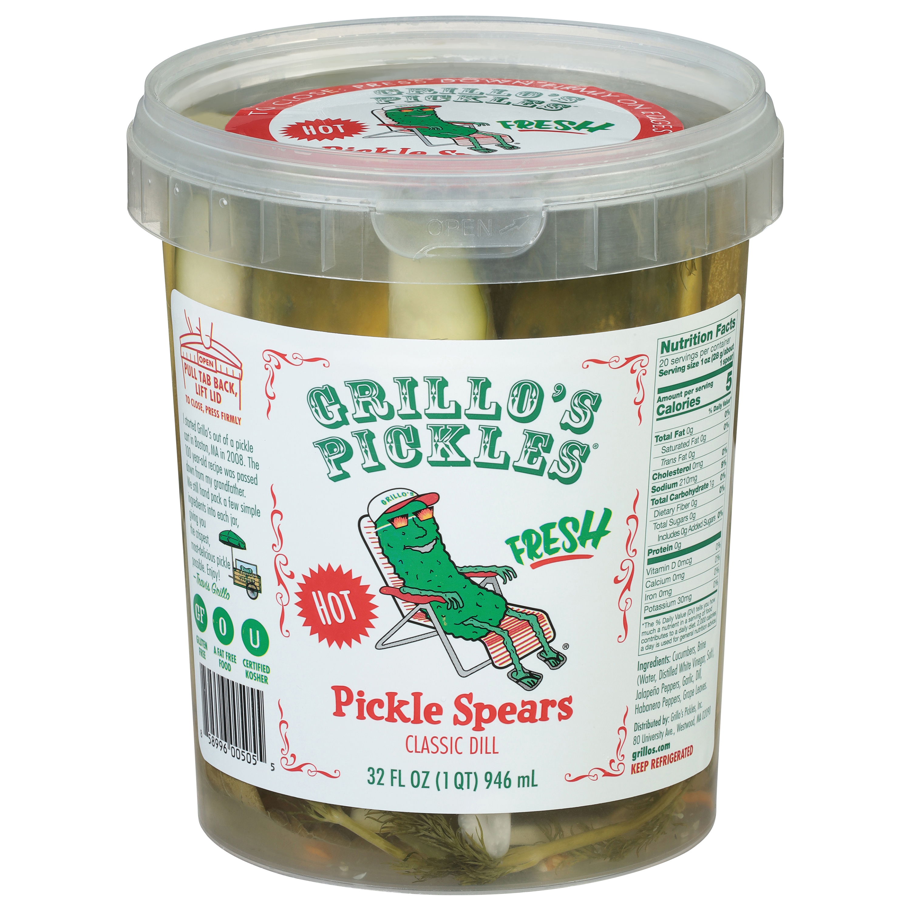 Grillo's Pickles Hot Classic Dill Pickle Spears
