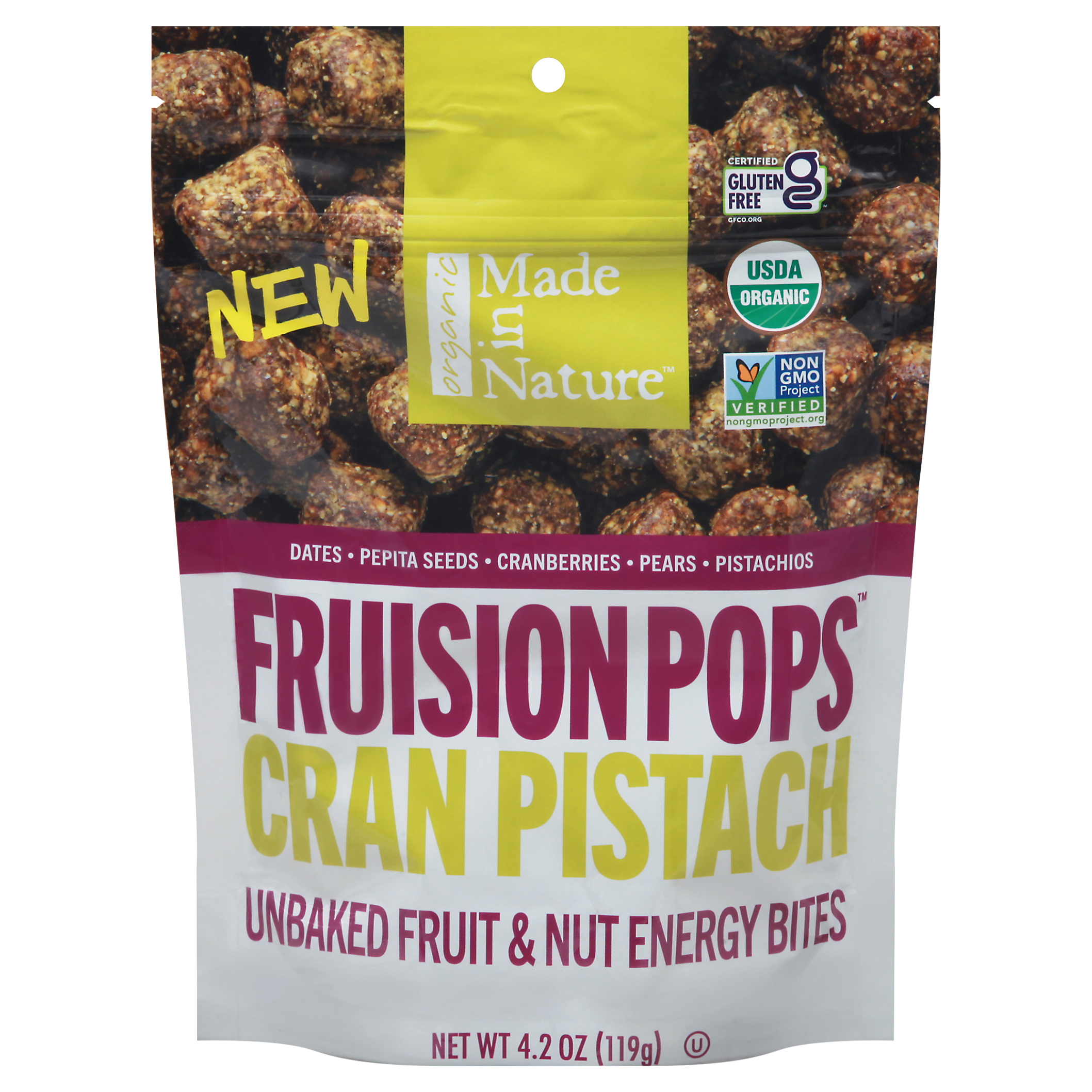 Made in Nature Fruision Pops Unbaked Cran Pistach Fruit & Nut Energy Bites