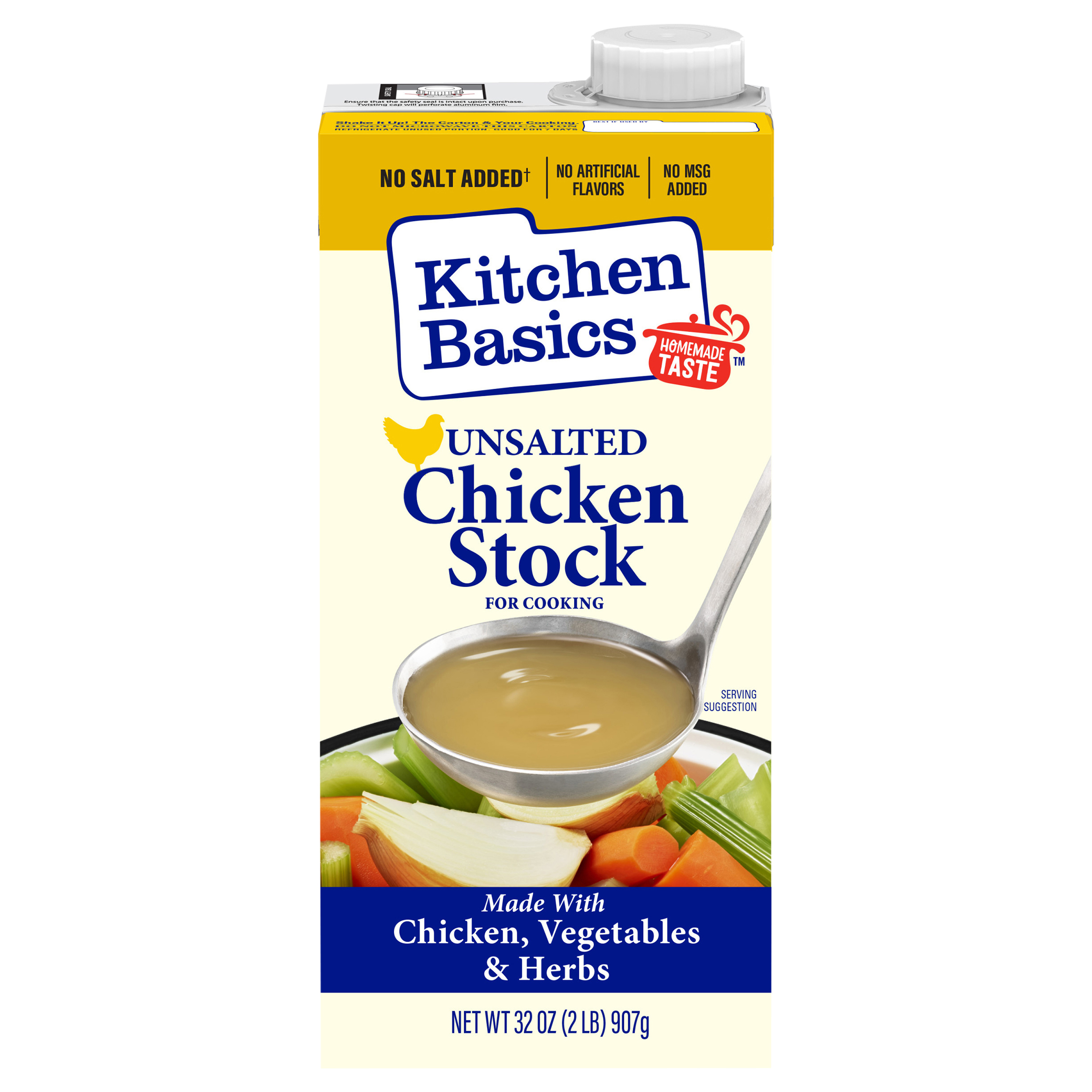 Kitchen Basics No Salt Added Chicken Stock 32 oz., Carton