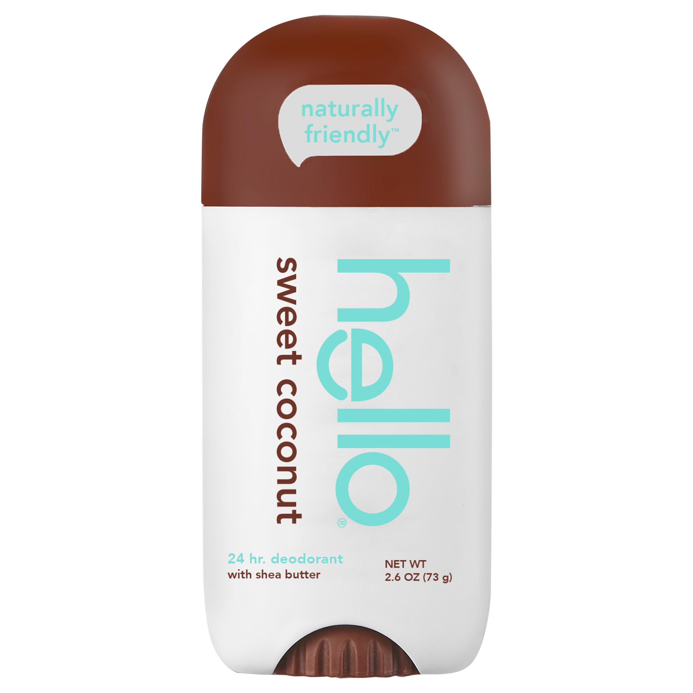 hello Sweet Coconut Deodorant with Shea Butter, 24 Hour Odor Protection, No Aluminum + No Baking Soda, Vegan & Parabens Free