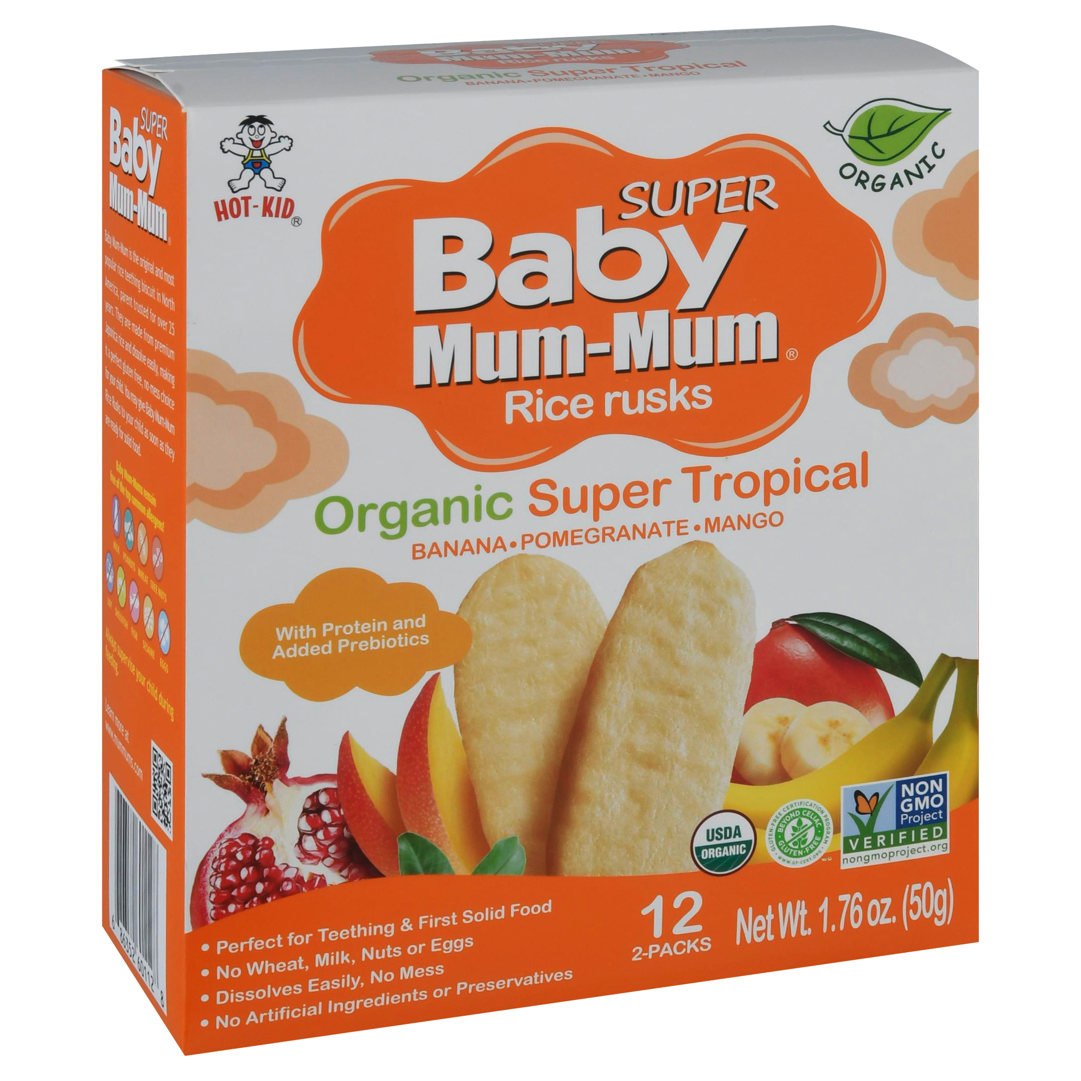 Mum-Mum Baby Organic Super Tropical Rice Rusks 12 - 2 ct Packs