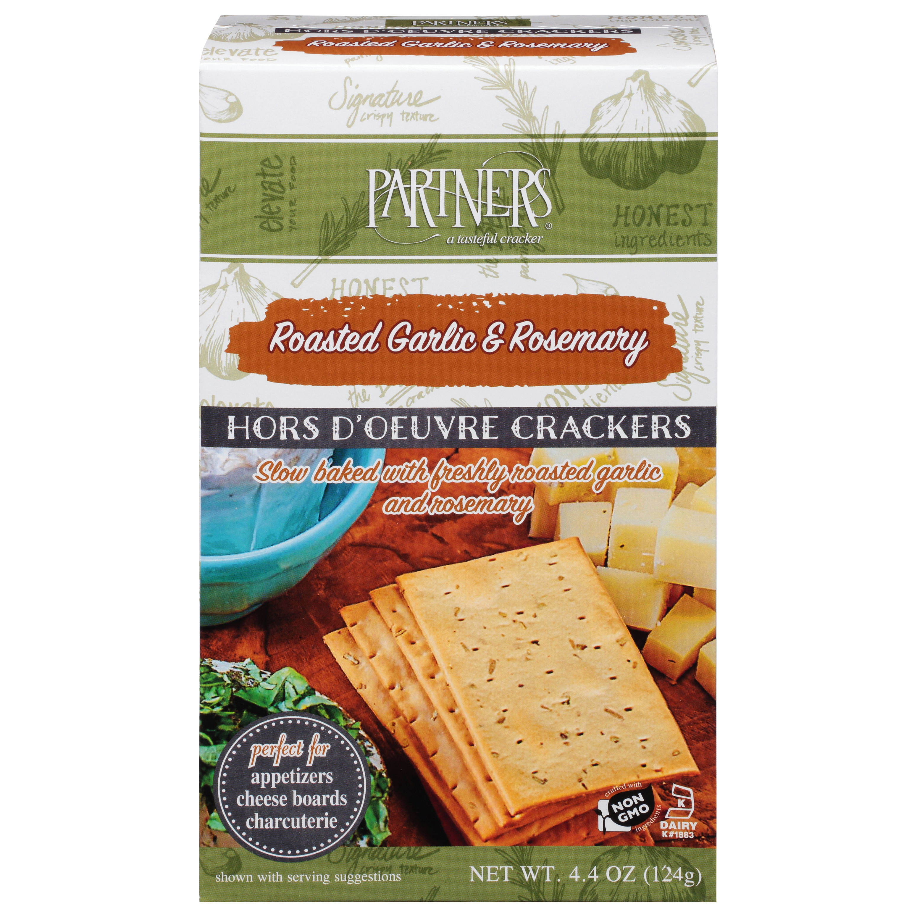 Partners Hors D'oeure Roasted Garlic & Rosemary Crackers