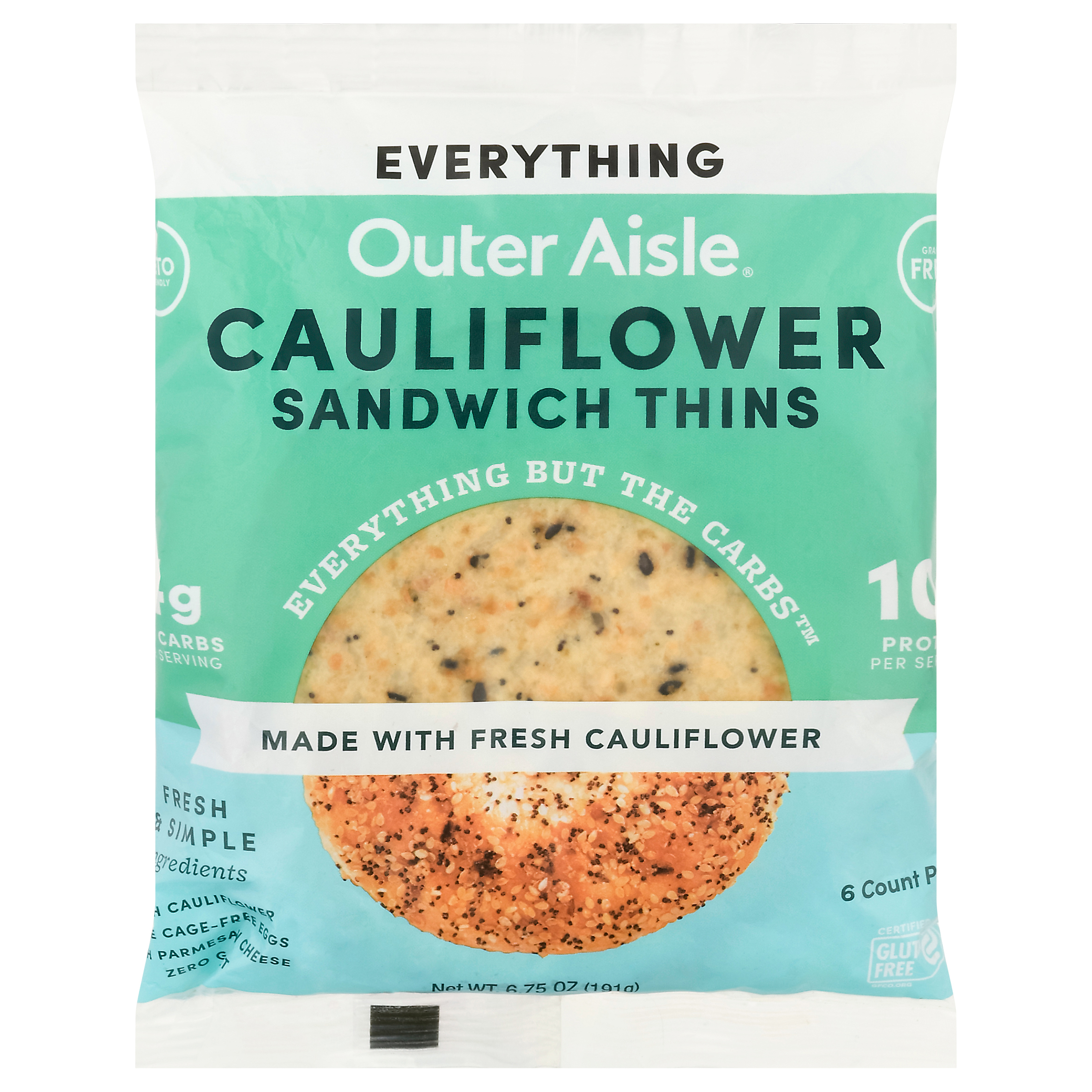 Outer Aisle Cauliflower Everything Sandwich Thins