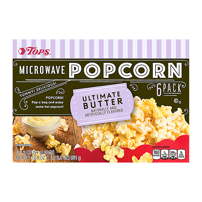 Tops 6 Pack Ultimate Butter Microwave Popcorn 3.3 oz