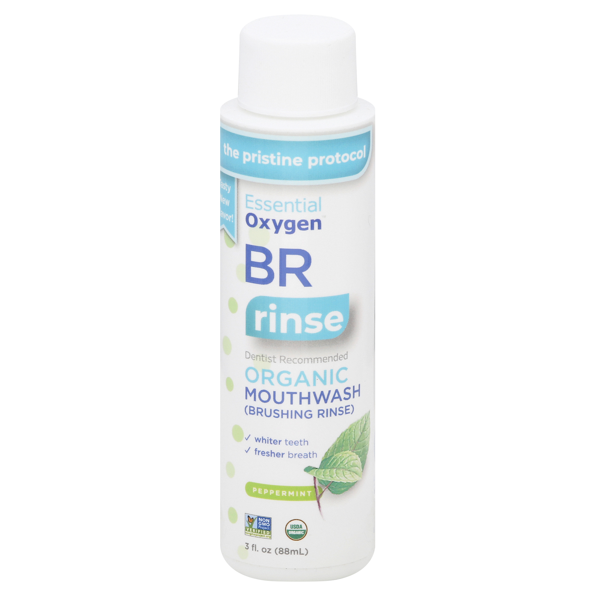 Essential Oxygen Organic Brushing Rinse Peppermint Mouthwash