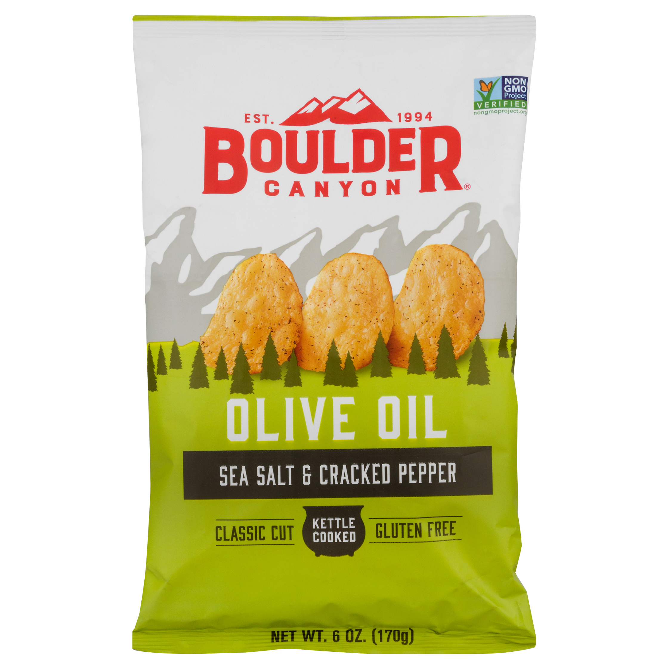 Boulder Canyon Kettle Cooked Potato Chips Olive Oil Sea Salt & Cracked Pepper