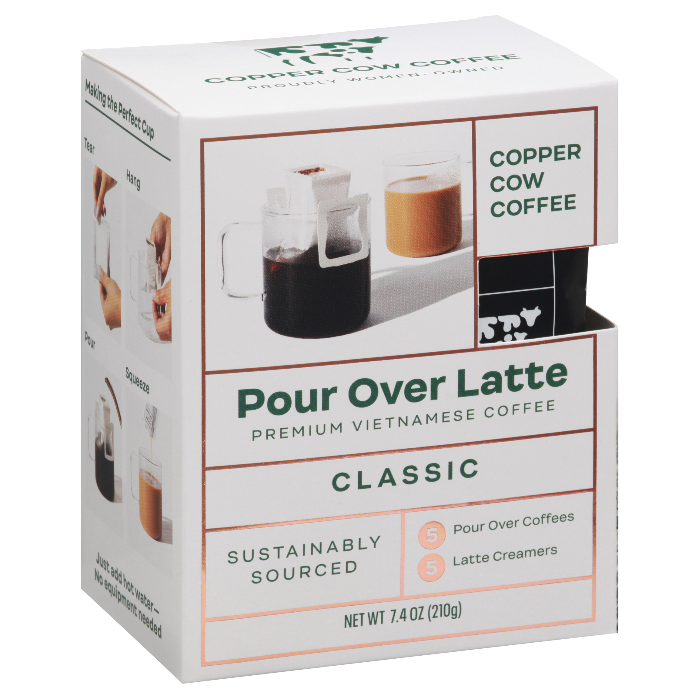 Copper Cow Coffee Pour Over Latte Premium Classic Vietnamese Coffee