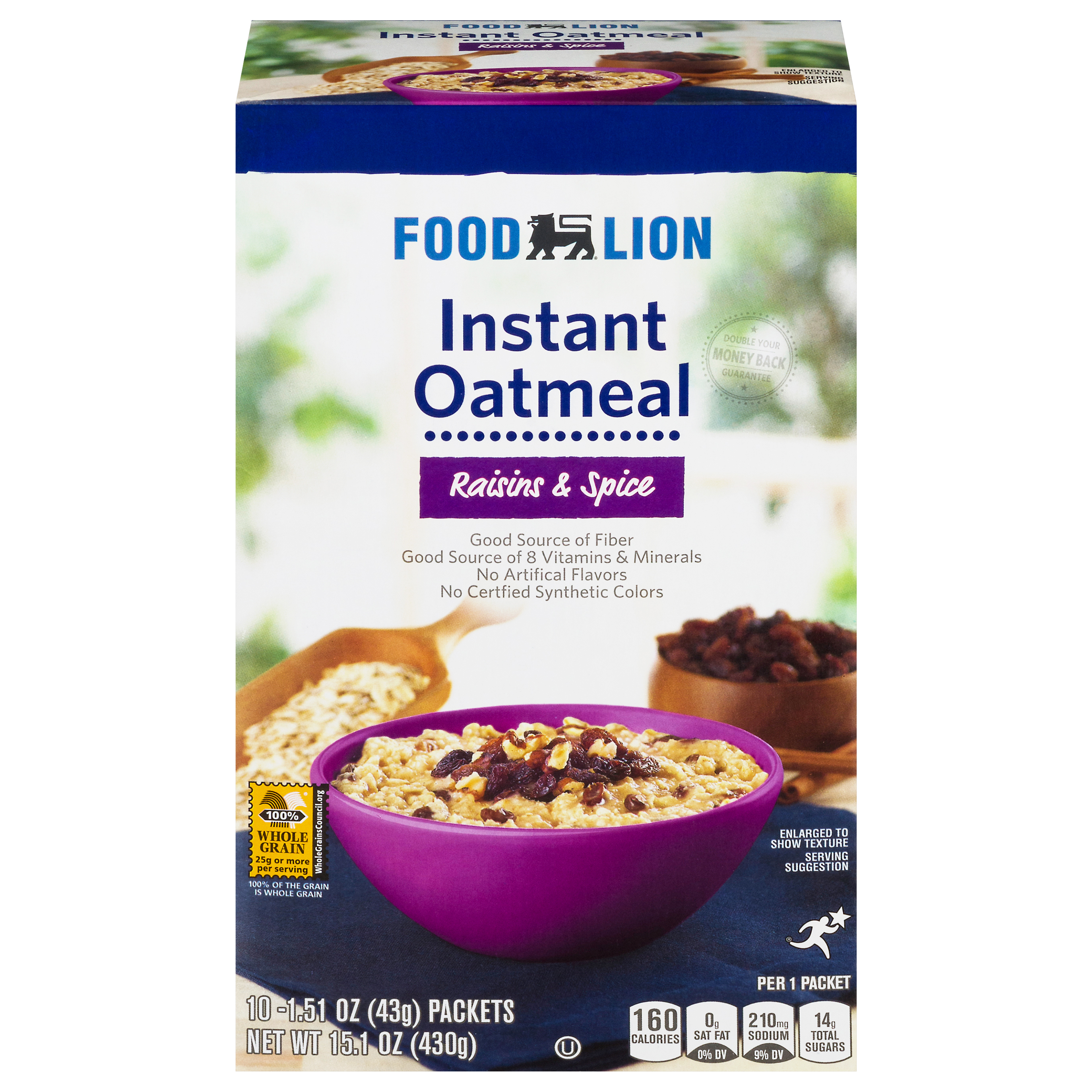 Food Lion Instant Raisins & Spice Oatmeal 10 Packets 1.51 oz 10 ea Box