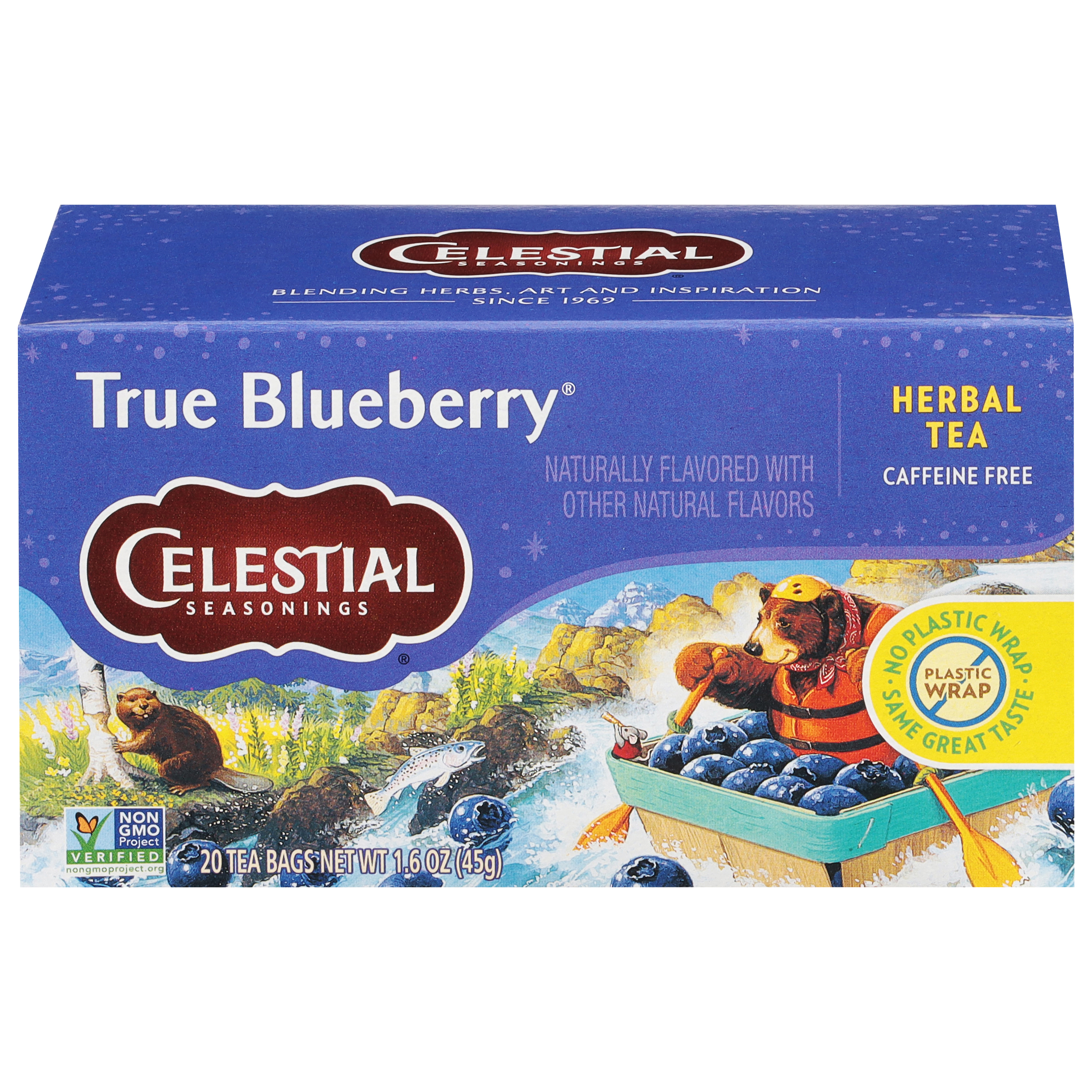 Celestial Seasonings Caffeine Free True Blueberry Herbal Tea 20 Tea Bags