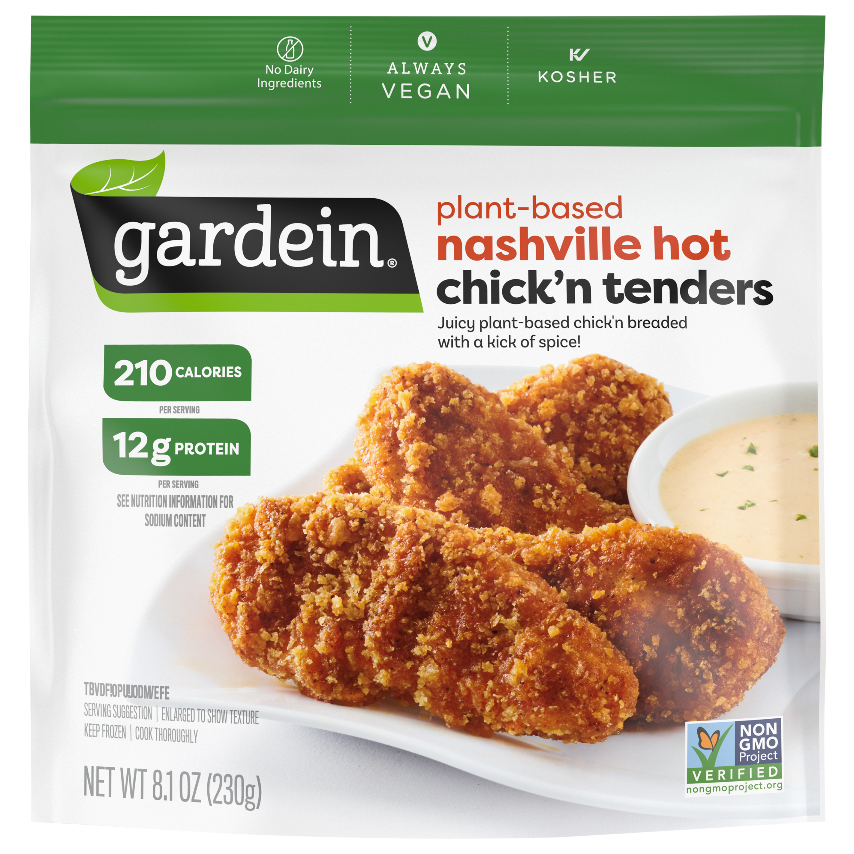 Gardein Nashville Hot Plant-Based Chick'n Tenders, Vegan, Frozen, 8.1 oz.