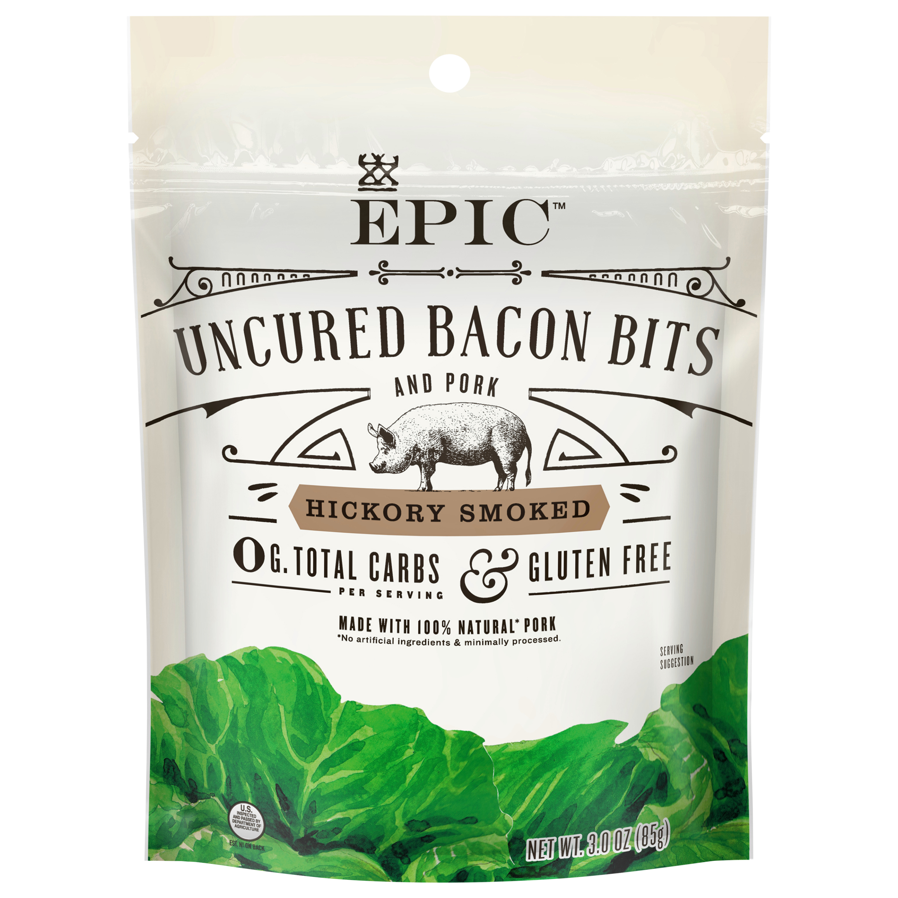 EPIC Hickory Smoked Uncured Bacon Bits, Keto Friendly, Whole30,