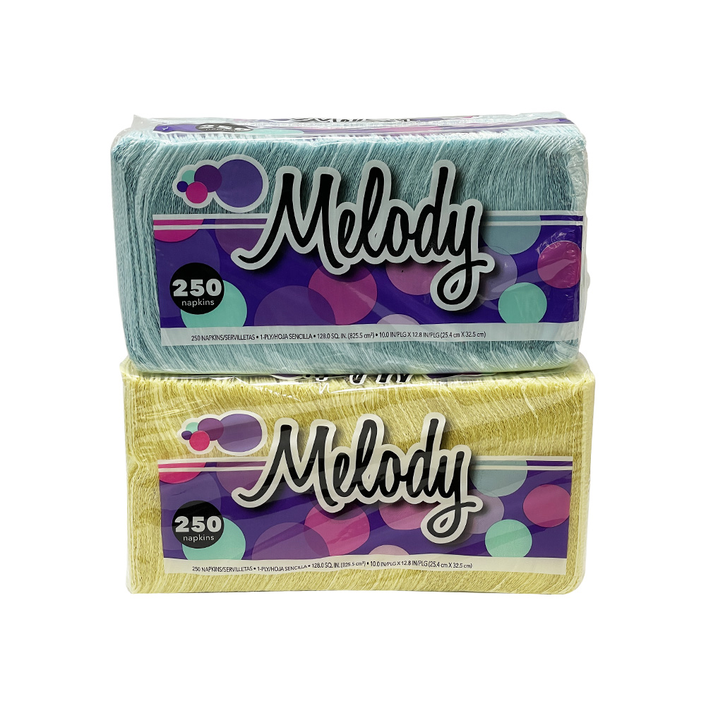 Melody Napkins, 1-Ply, Blue, Yellow 250 ct