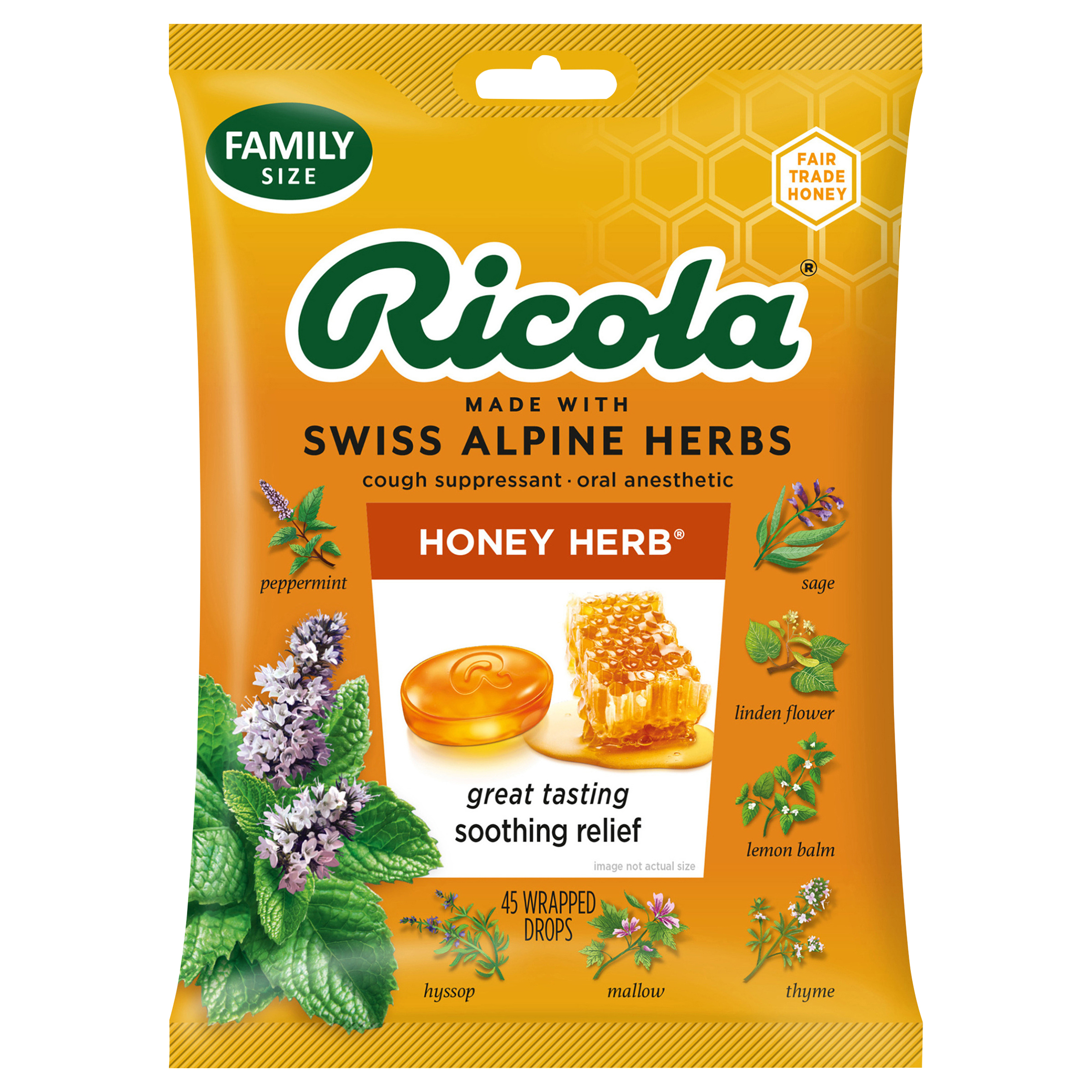 Ricola Honey Herb Soothing Cough Drops - Throat Relief & Cough Suppressant,