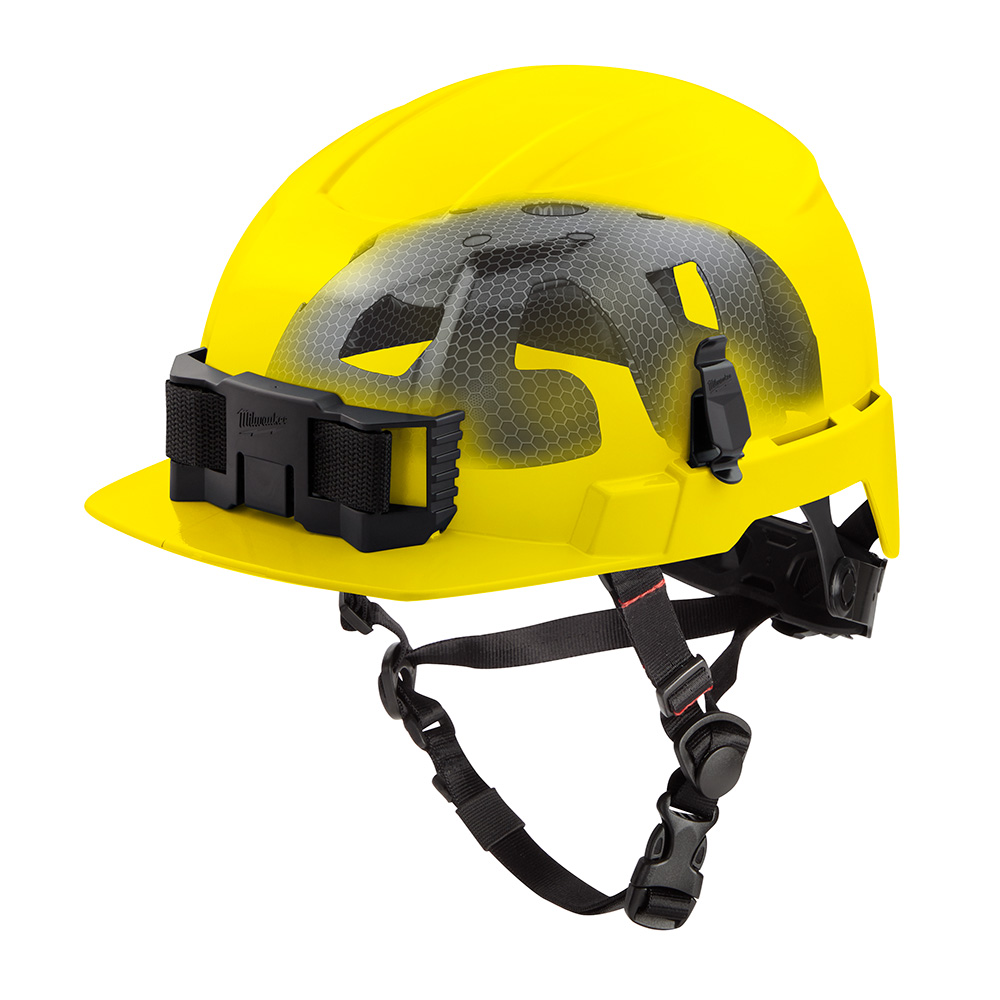 BOLT Yellow Front Brim Safety Helmet with IMPACT ARMOR Liner (USA) - Type 2, Class E
