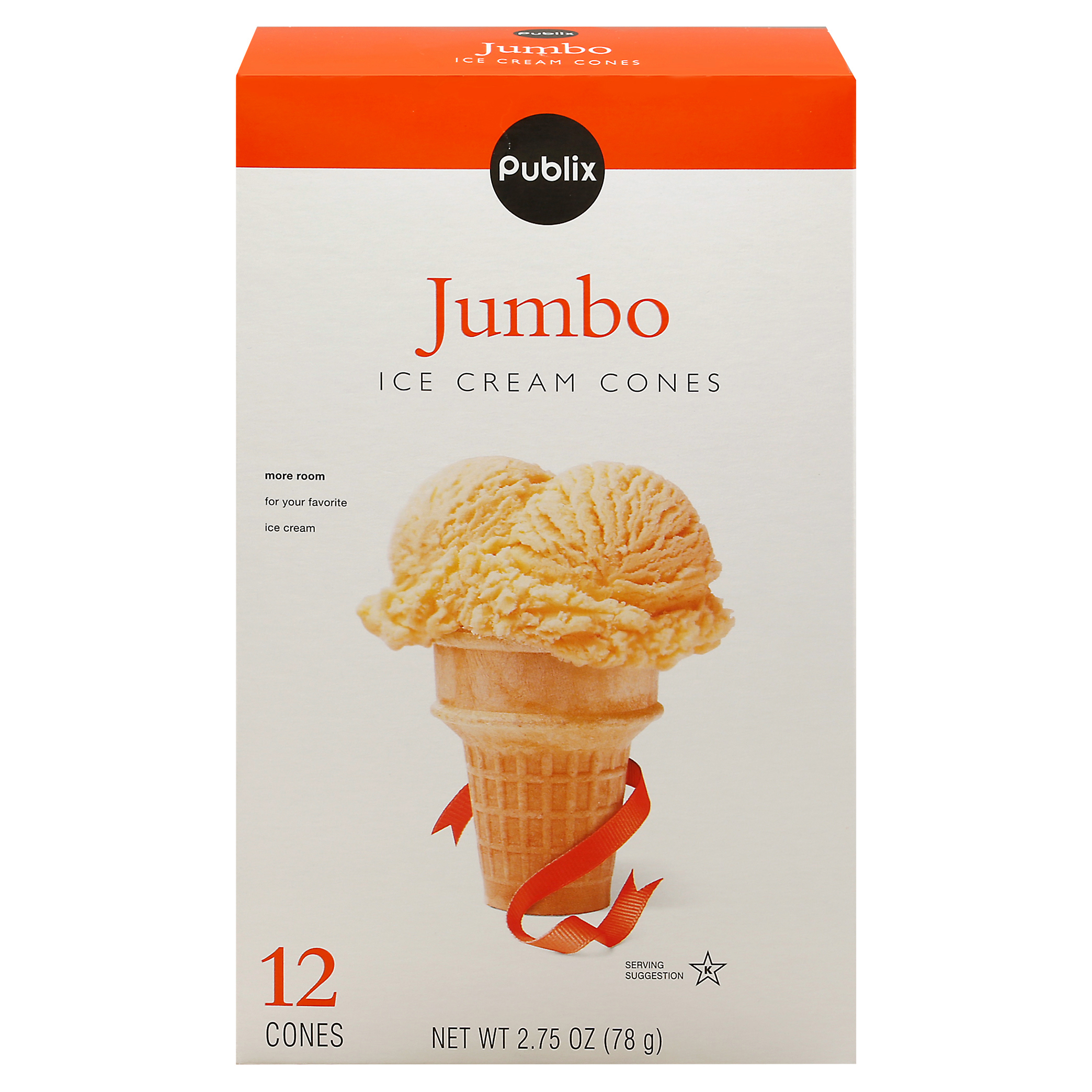 Publix Jumbo Ice Cream Cones 12 ea Box