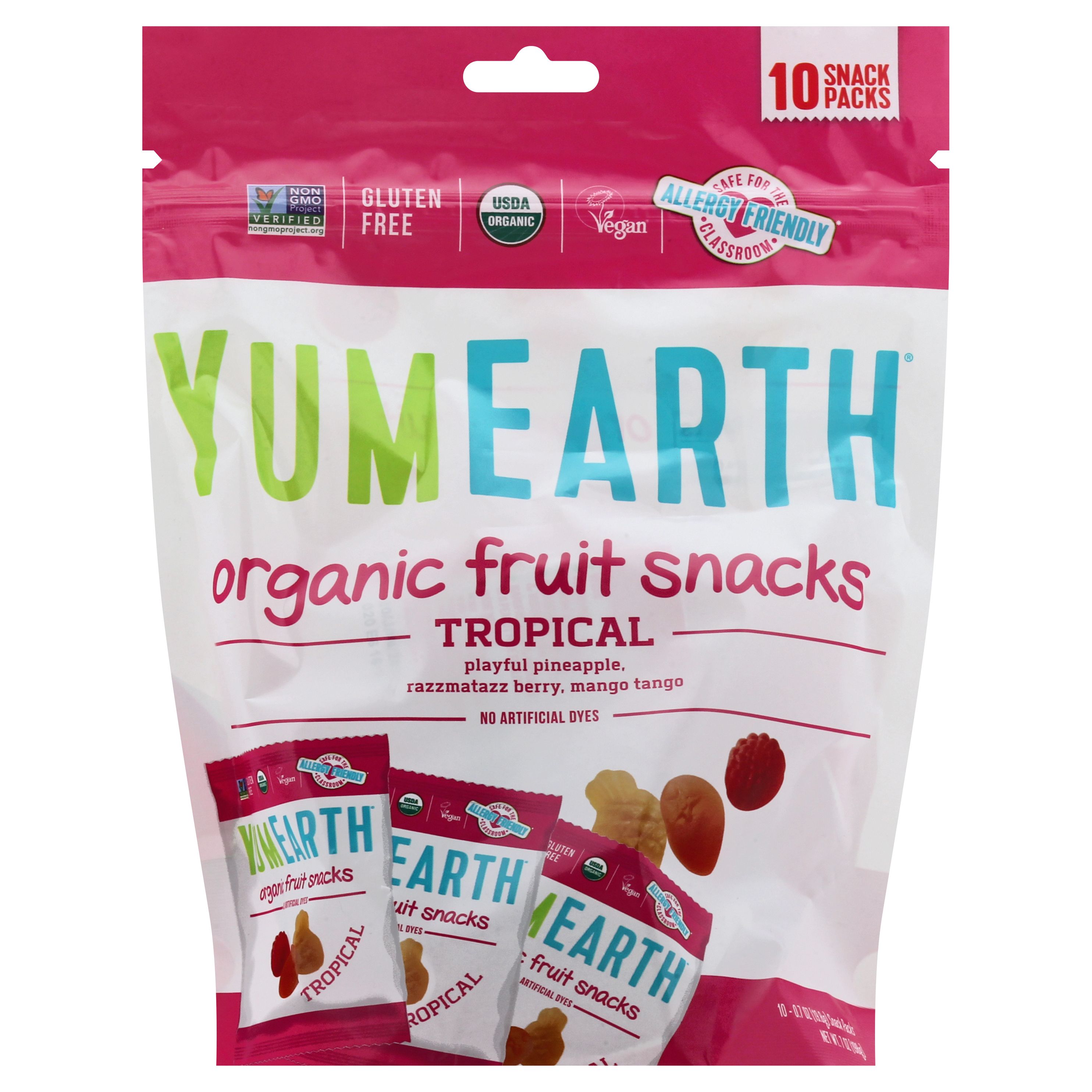 YumEarth 10 Snack Packs Organic Tropical Fruit Snacks