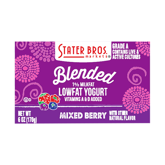 Stater Bros. Markets Blended 1 Milkfat Lowfat Mixed Berry Yogurt 6 oz