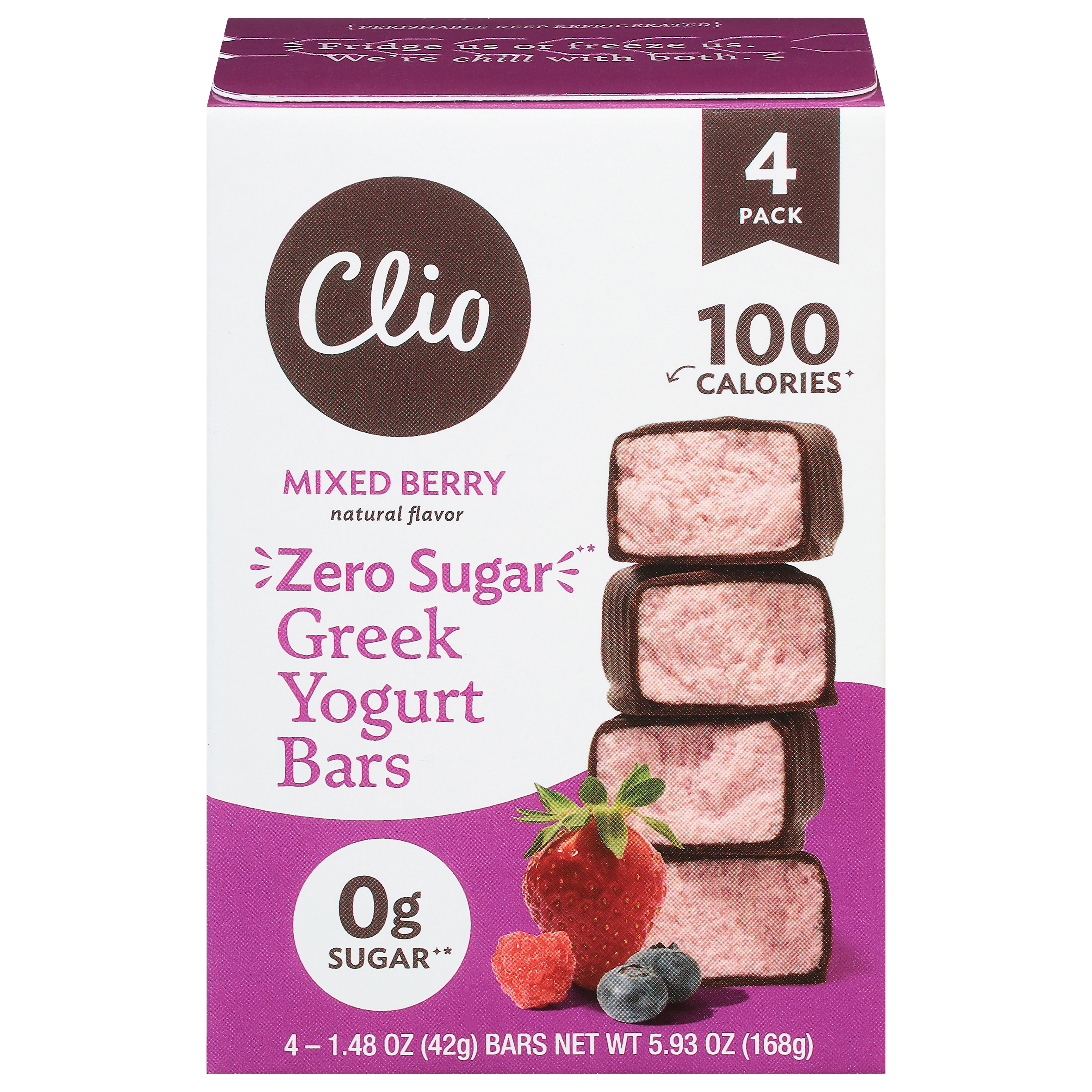 Clio Zero Sugar Greek Mixed Berry Yogurt Bars