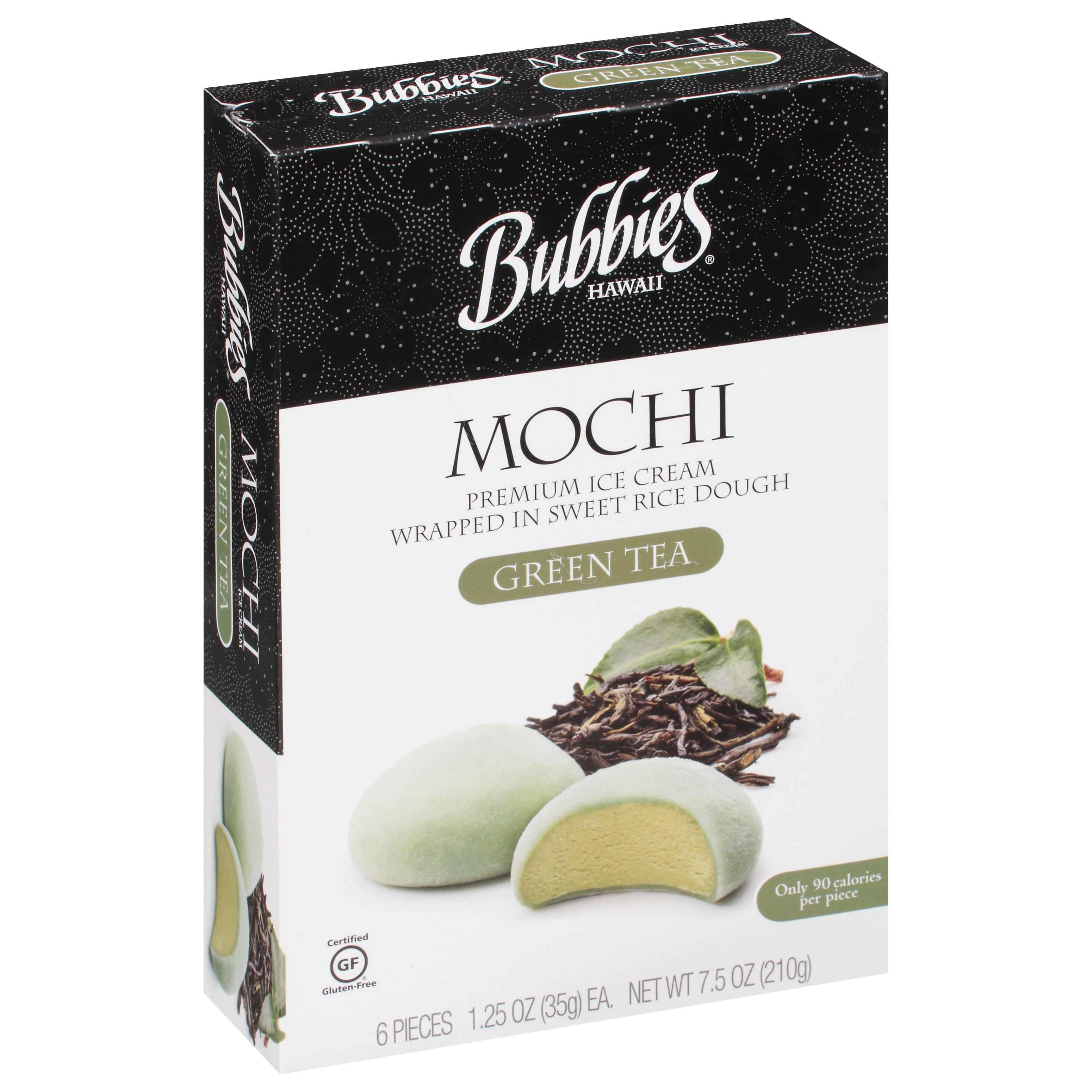 Bubbies Green Tea Mochi 6 - 1.25 oz Pieces