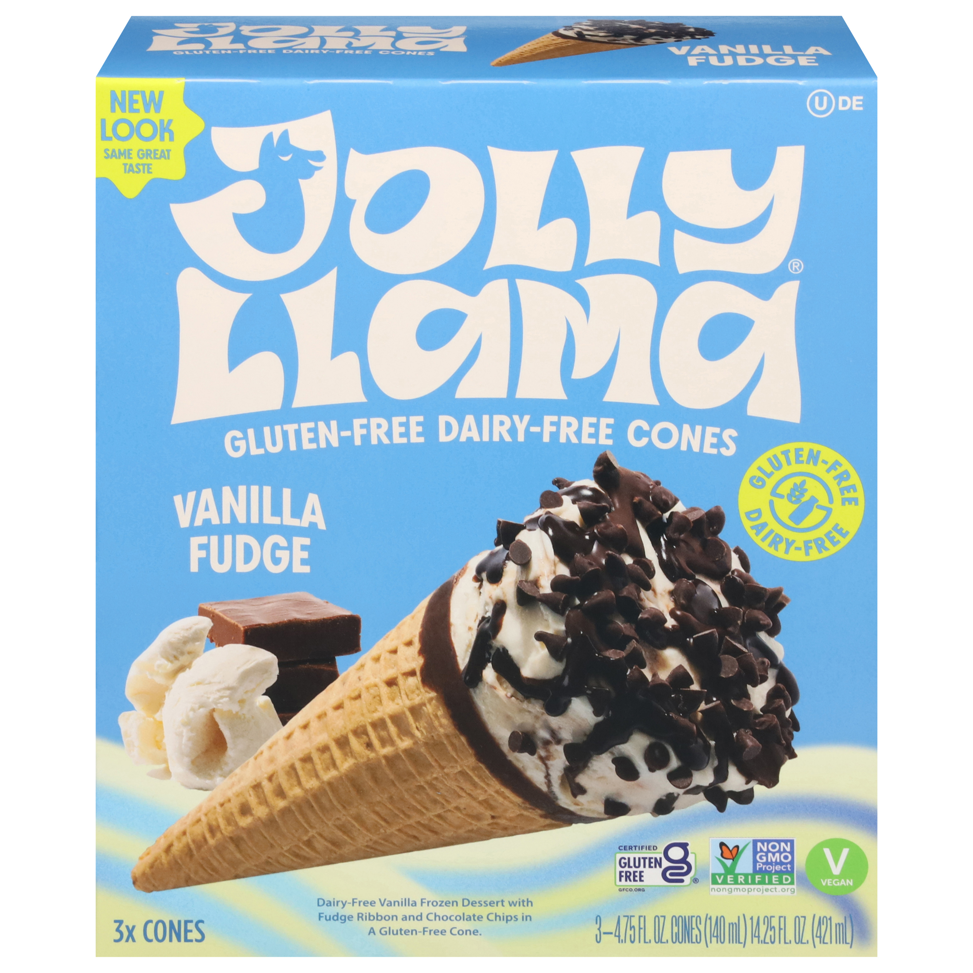 Jolly Llama Gluten Free & Dairy-Free Vanilla Fudge Sundae Cones