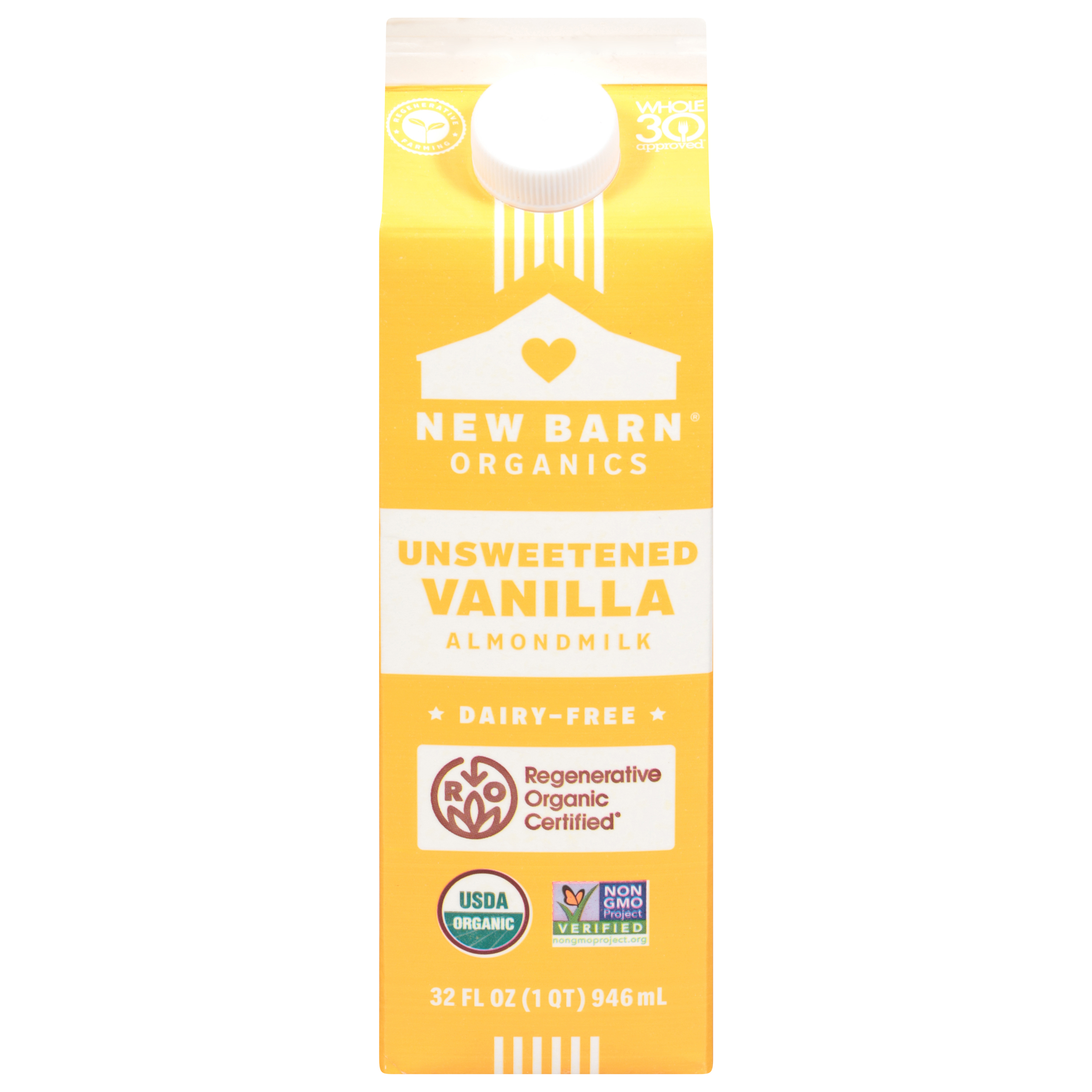 New Barn Organics Unsweetened Vanilla Almondmilk