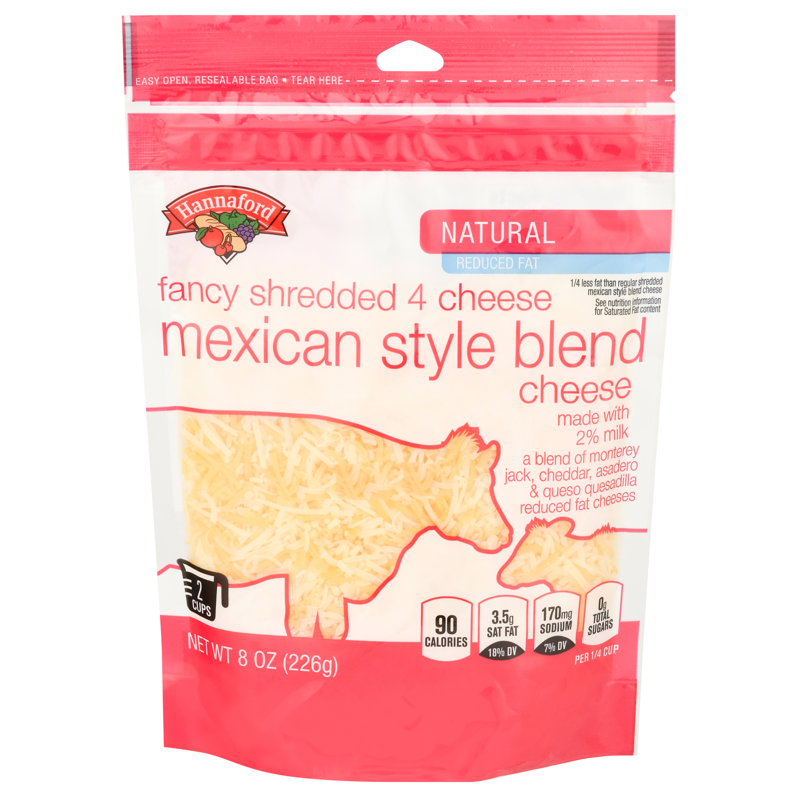 Hannaford Natural Fancy Shredded 4 Cheese Mexican Style Blend Cheese 8 oz