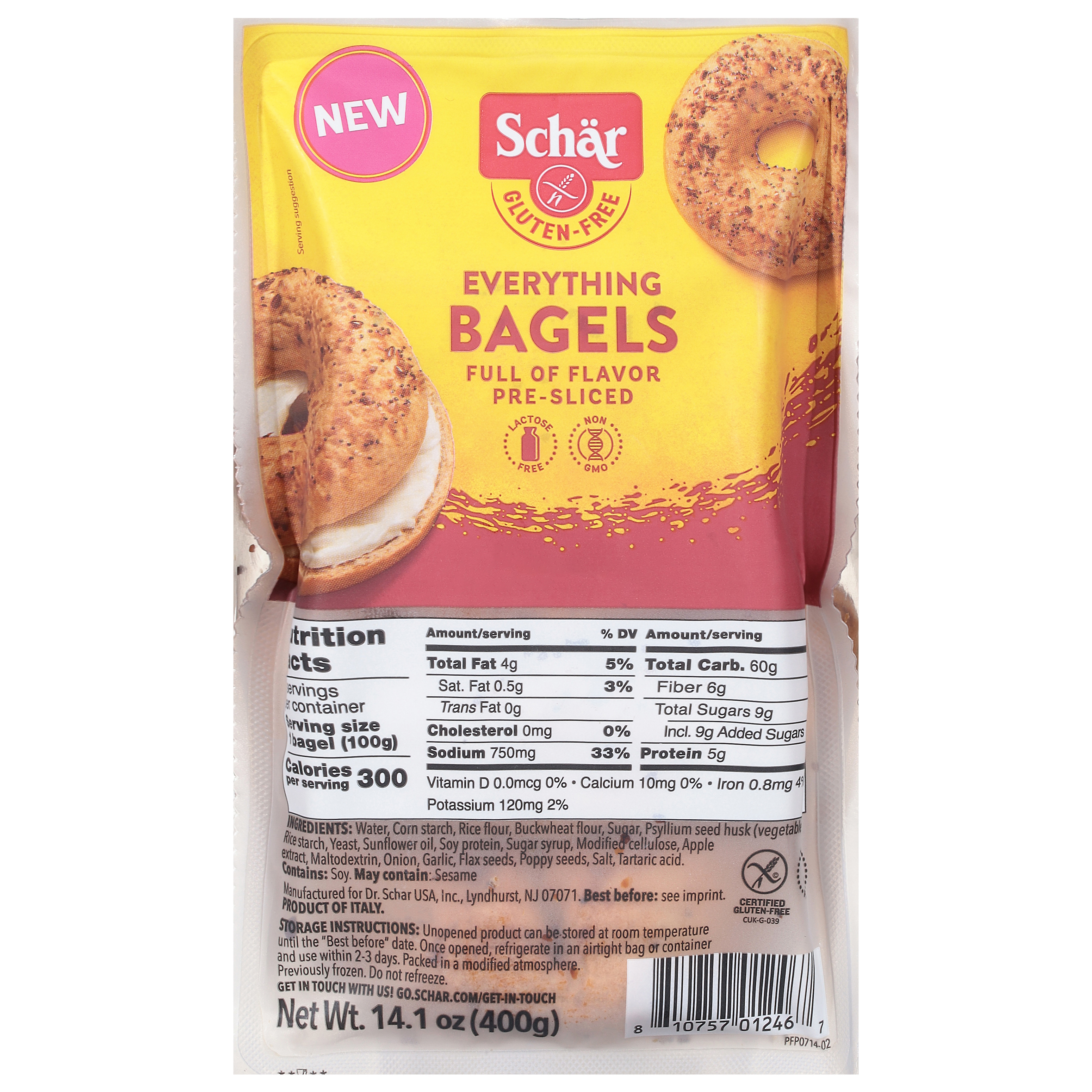 Schar Gluten-Free Pre-Sliced Everything Bagels