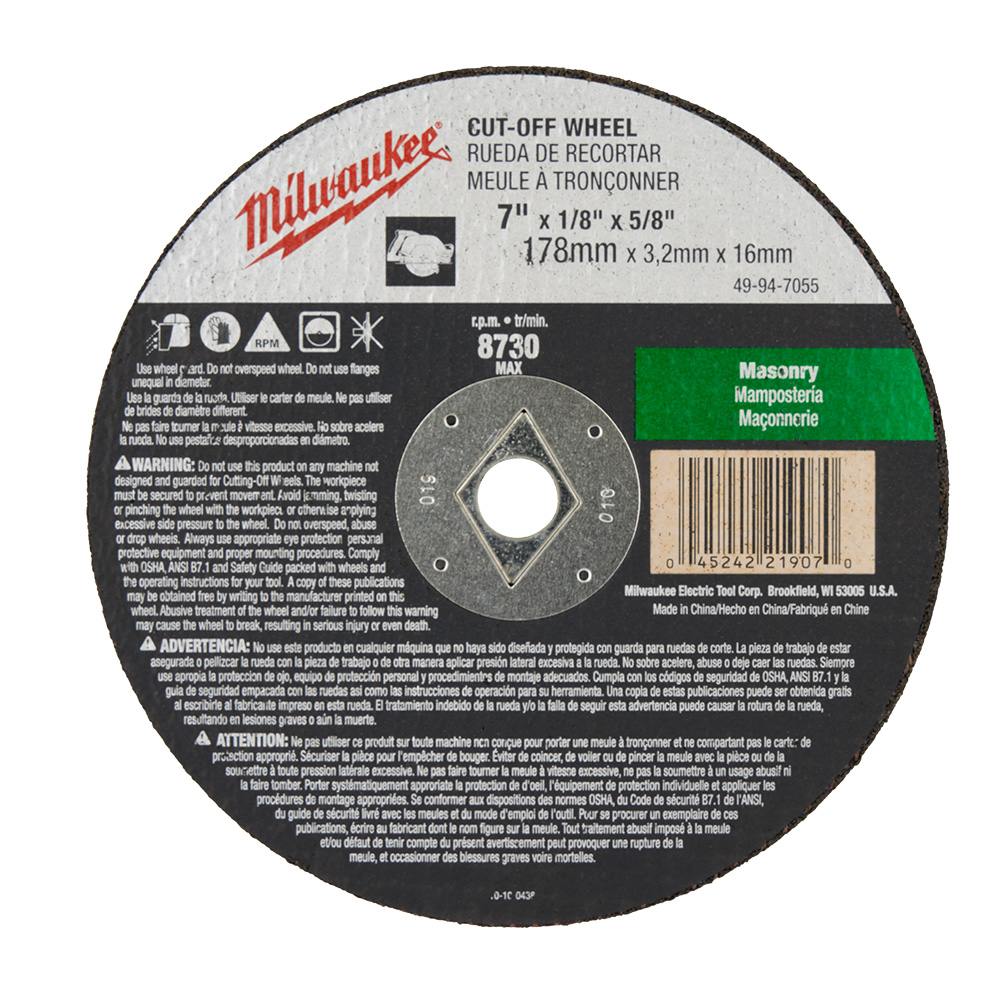 7" x 1/8" x 5/8" Cut-Off Wheel (Type 1)