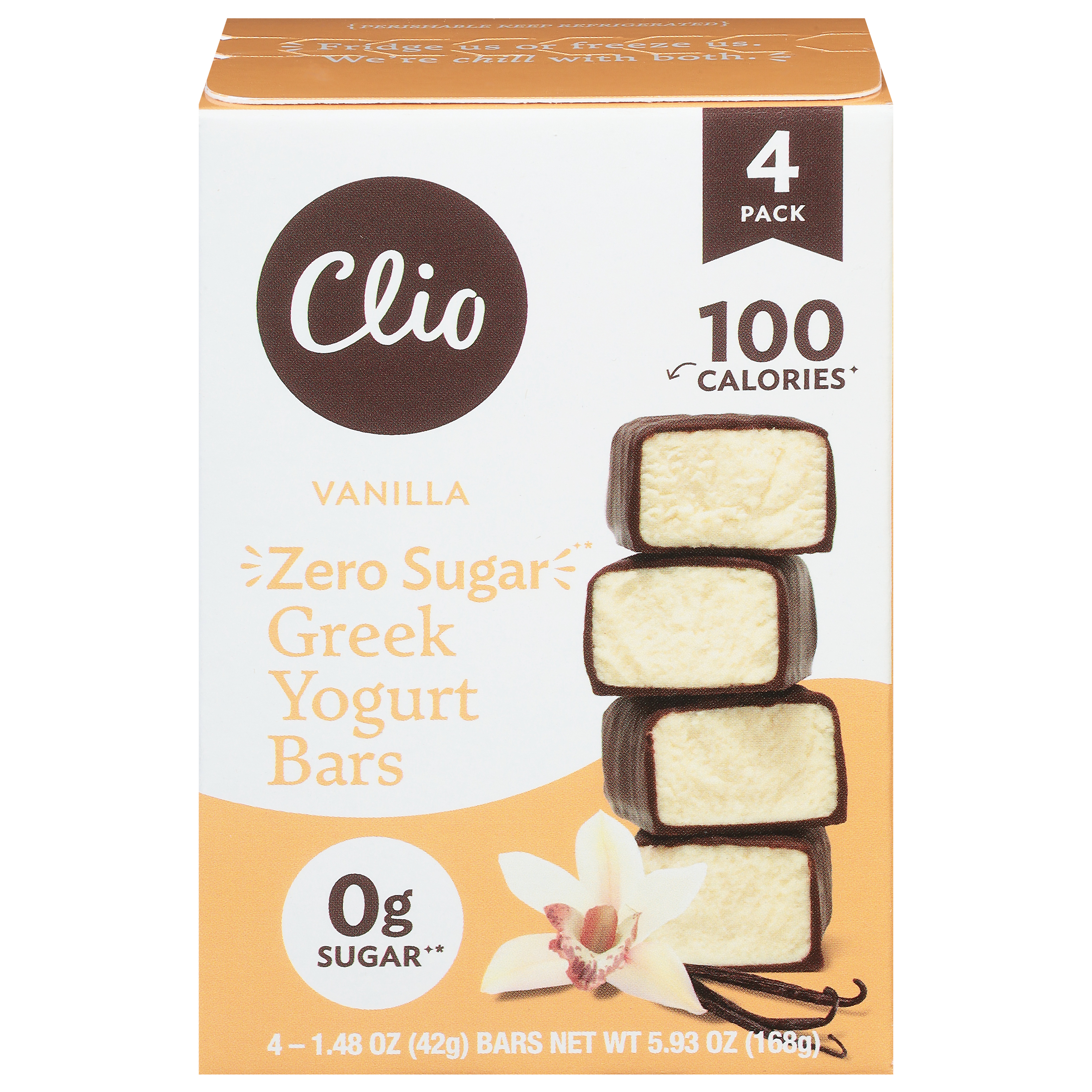 Clio Greek Zero Sugar Vanilla Yogurt Bars 4 Pack