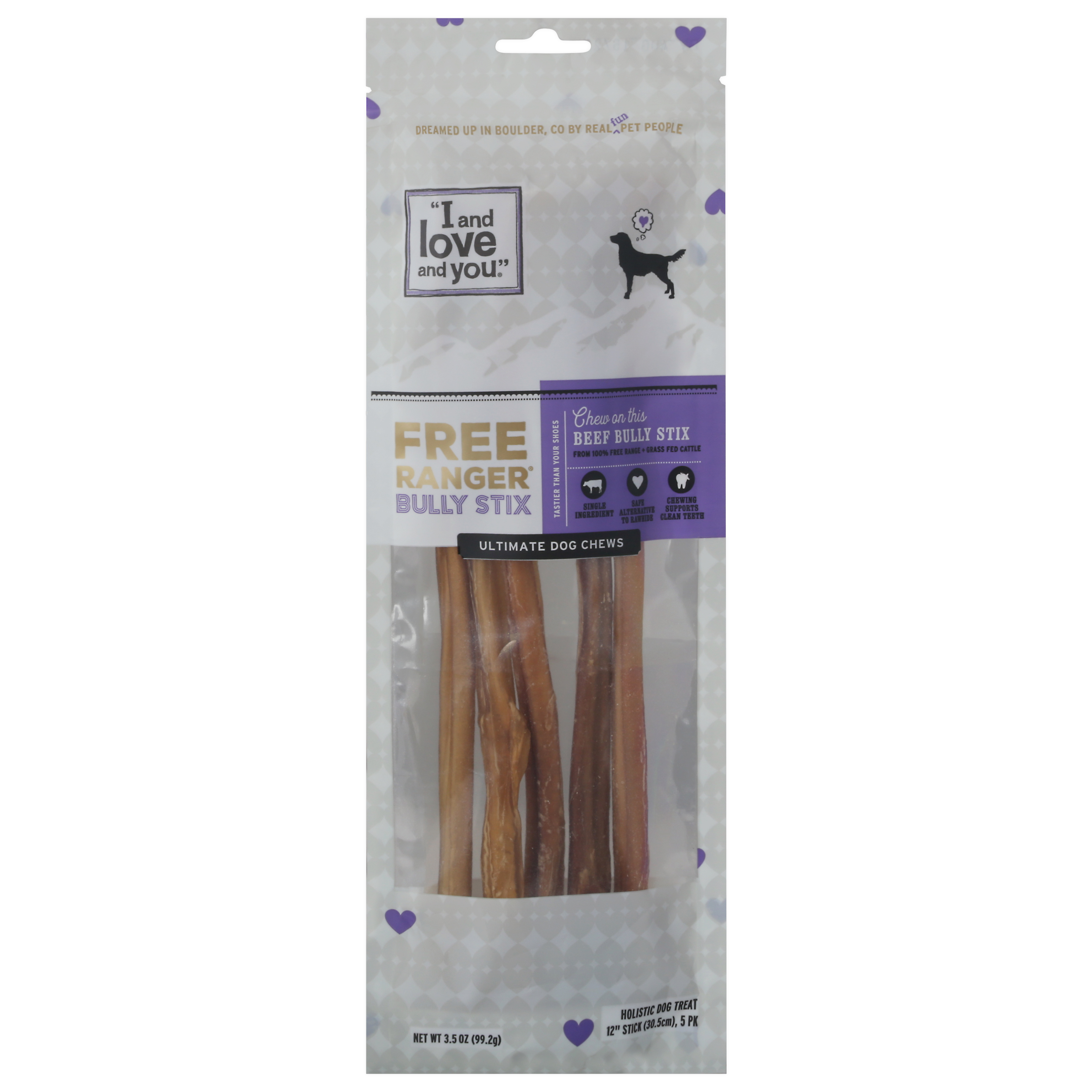 I and Love and You Free Ranger Bully Stix Holistic Beef Dog Treats