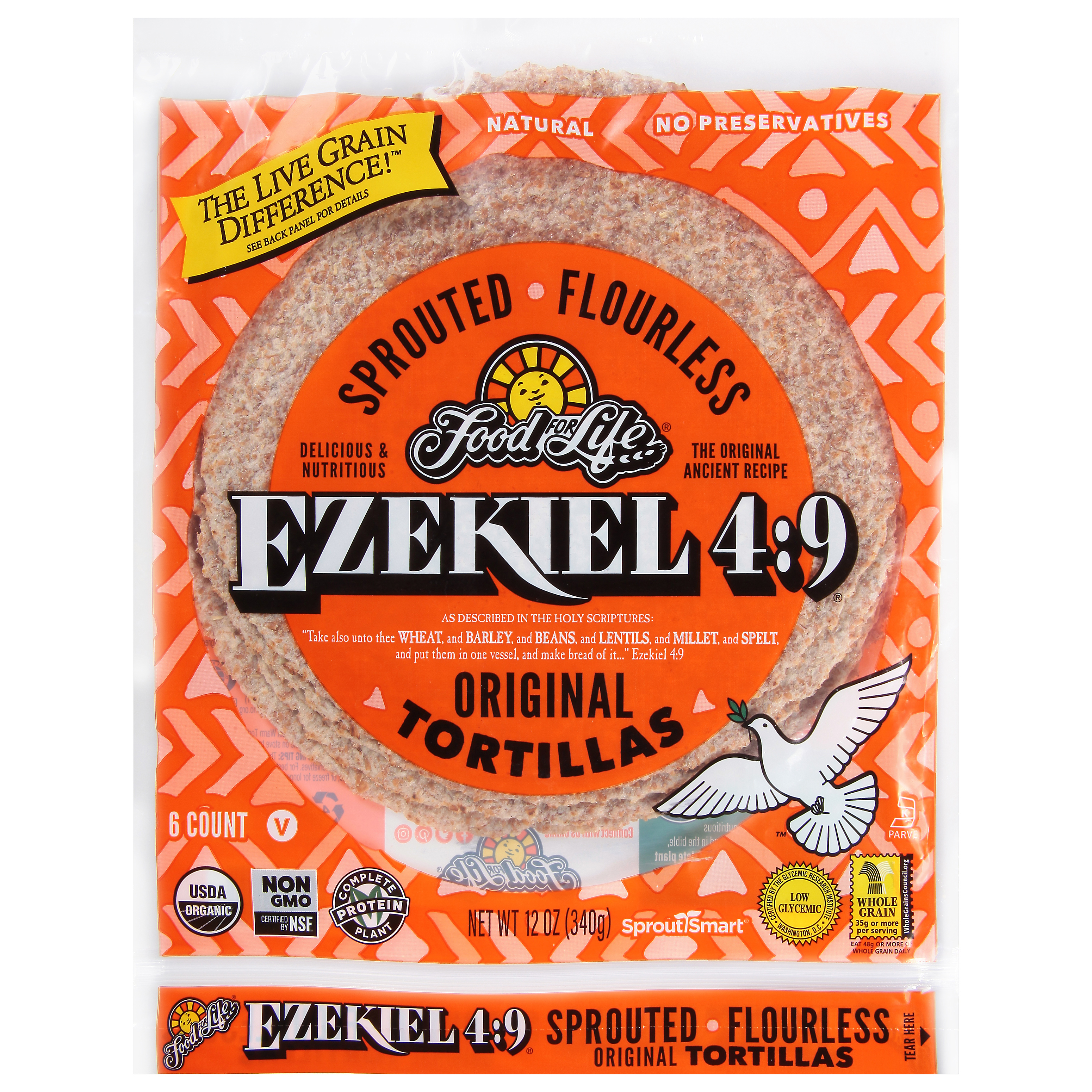 Food For Life Ezekiel 4:9 Original Sprouted Flourless Tortillas