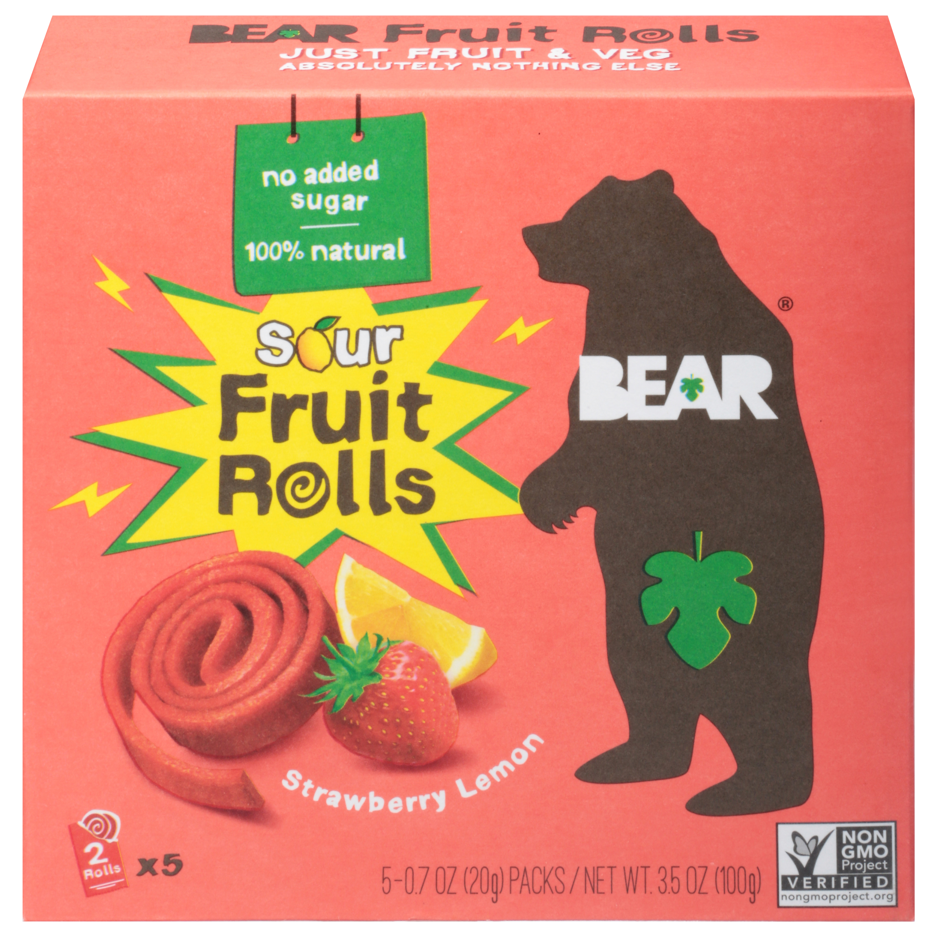 Bear Sour Strawberry Lemon Fruit Rolls Pack