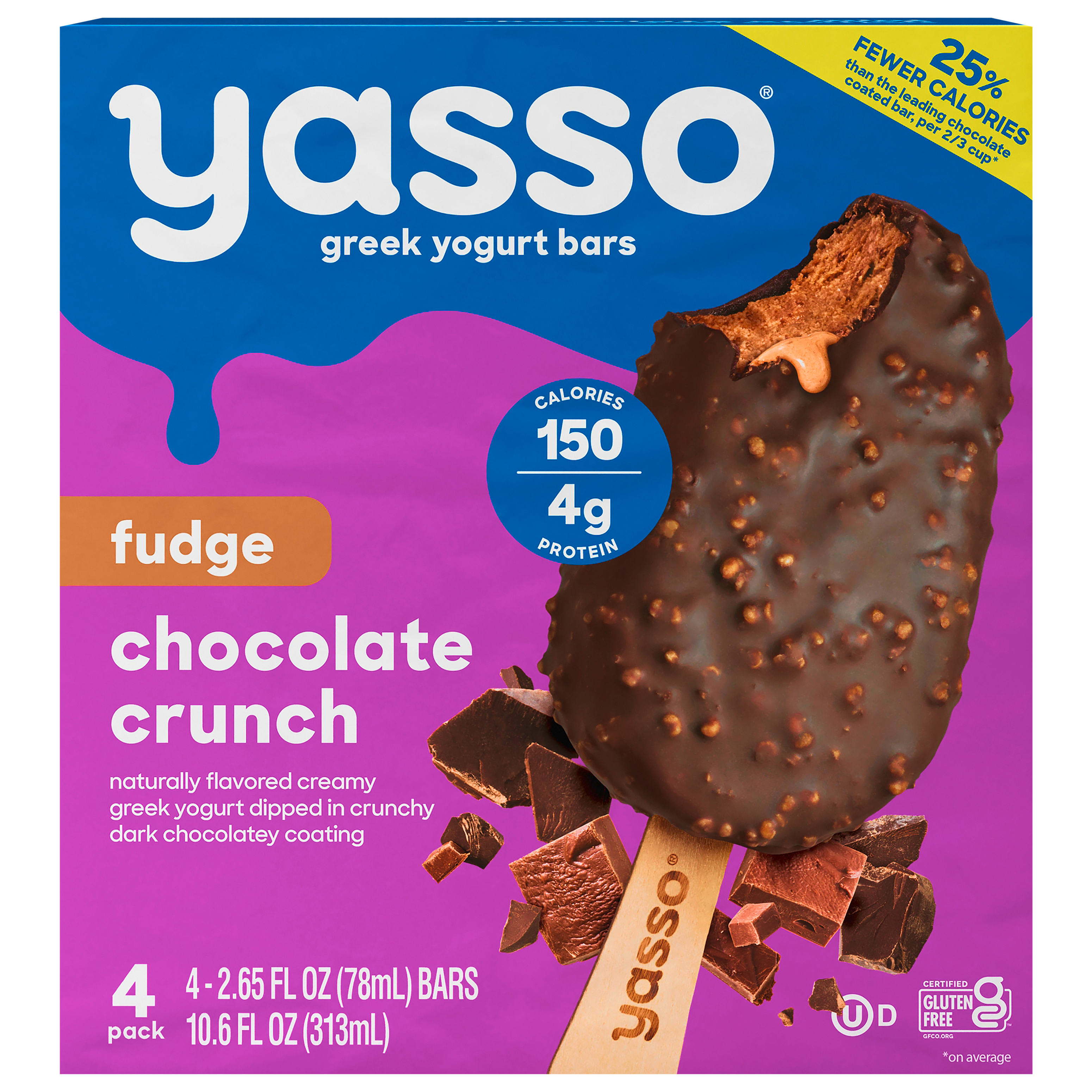 Yasso Yasso Frozen Greek Yogurt Bars Fudge Chocolate Crunch Bars 4