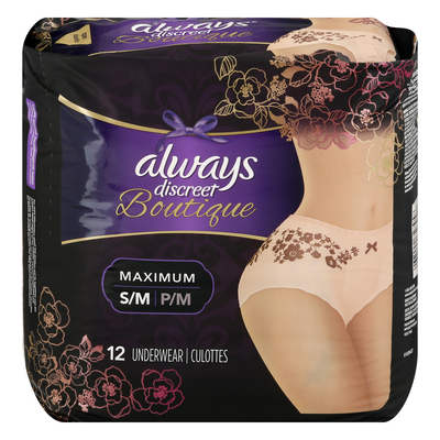 Mosers Foods : Always Discreet Boutique Maximum Protection S/M Women's  Underwear 12 ct